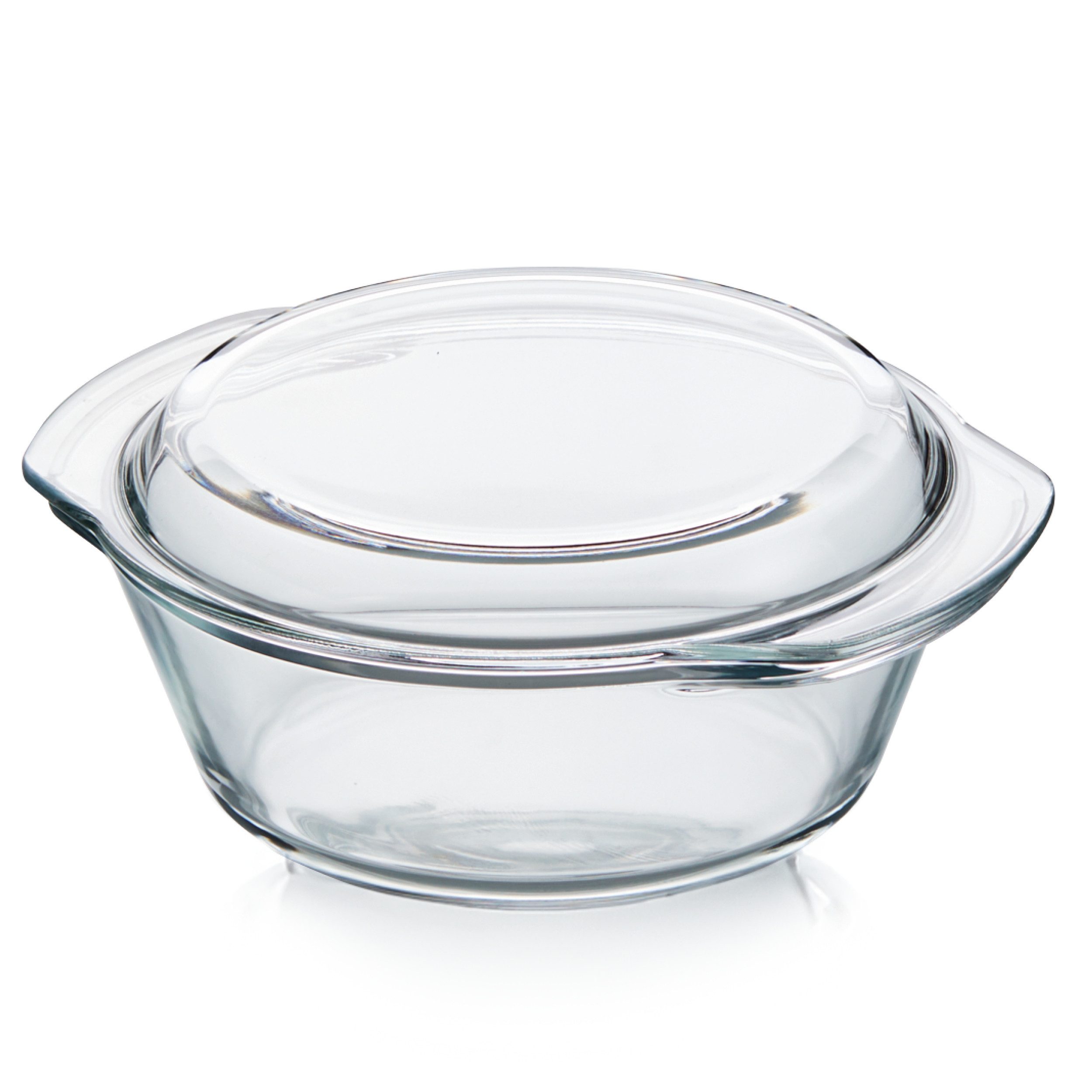 KHG Auflaufform aus Glas mit Deckel, 1 Liter, Borosilikatglas, (1-St), temperaturbeständig -20 bis 300°C; mikrowellengeeignet