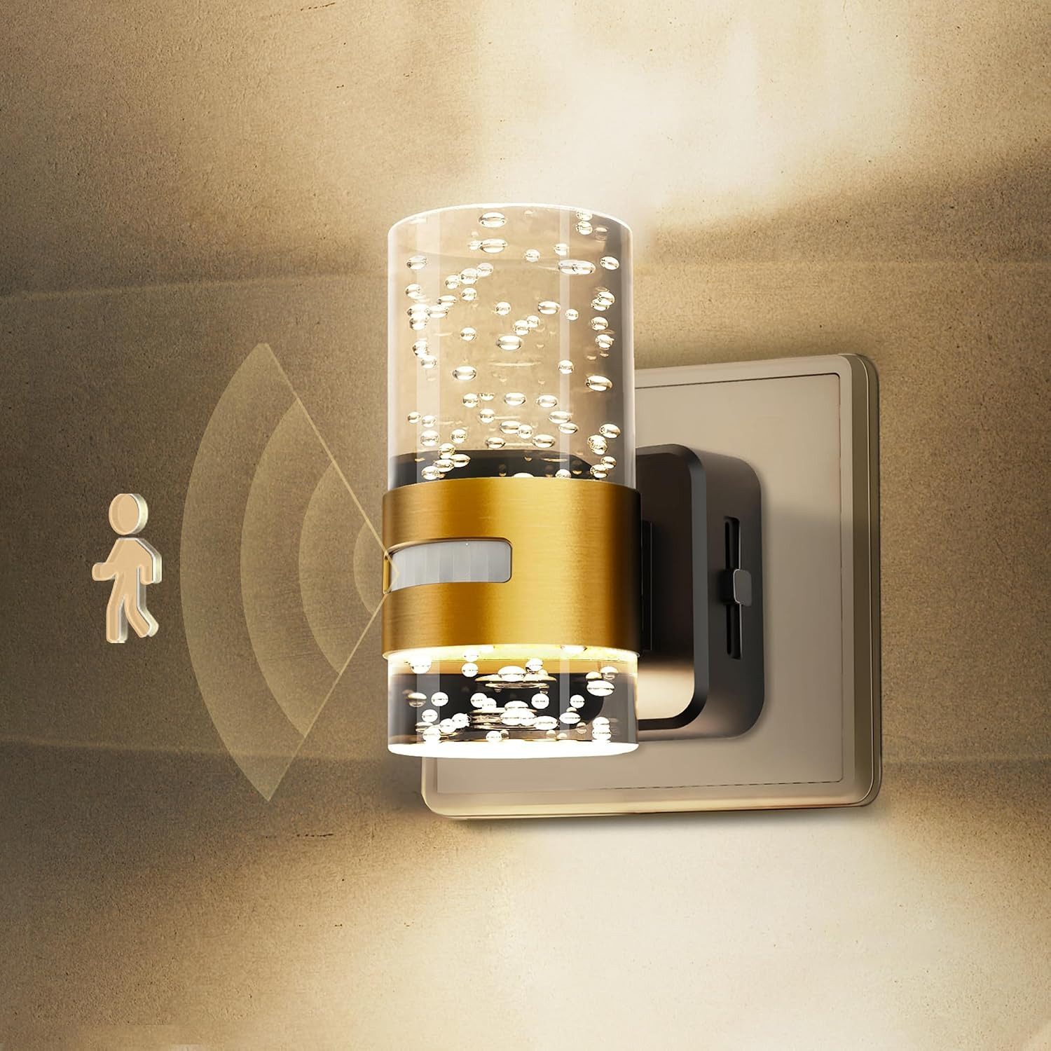 FELIXLEO LED Nachttischlampe LED Steckdosenlicht, Bewegungsmelder, 3 Modi, 3000K, dimmbar