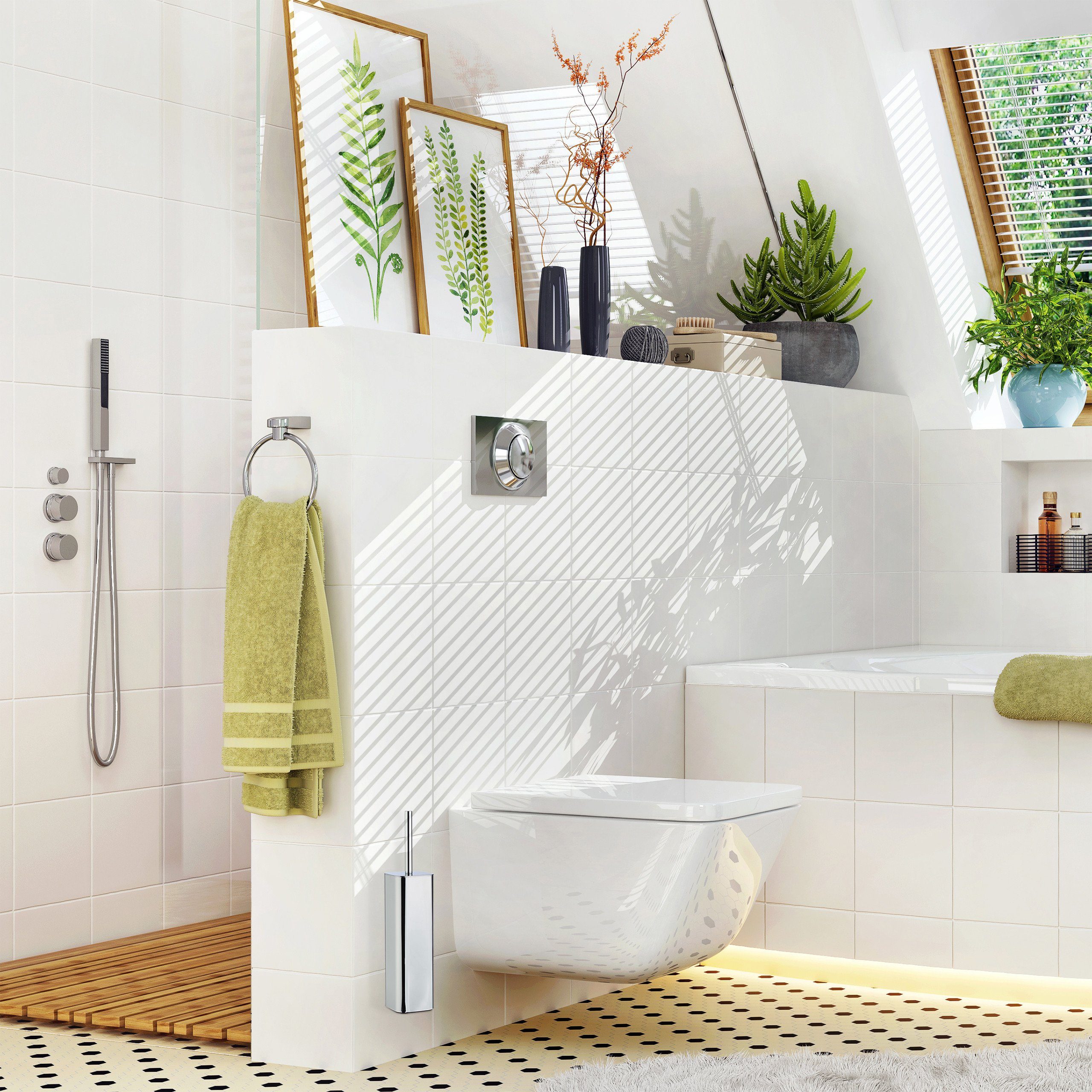 Badezimmer-Set relaxdays Wand WC Bürstenhalter