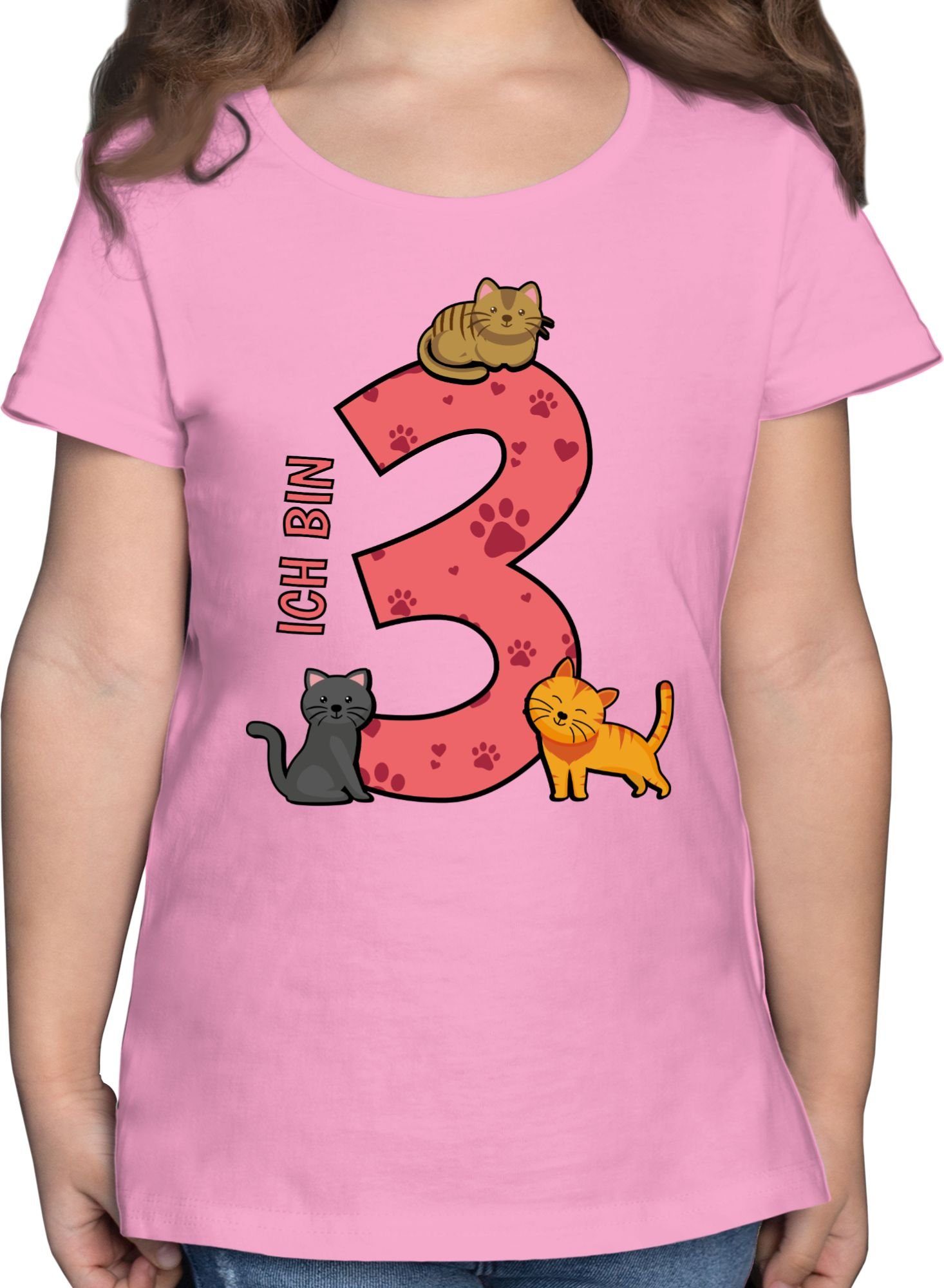Shirtracer T-Shirt Ich bin DREI Jahre 3. Geburtstag 3 Rosa