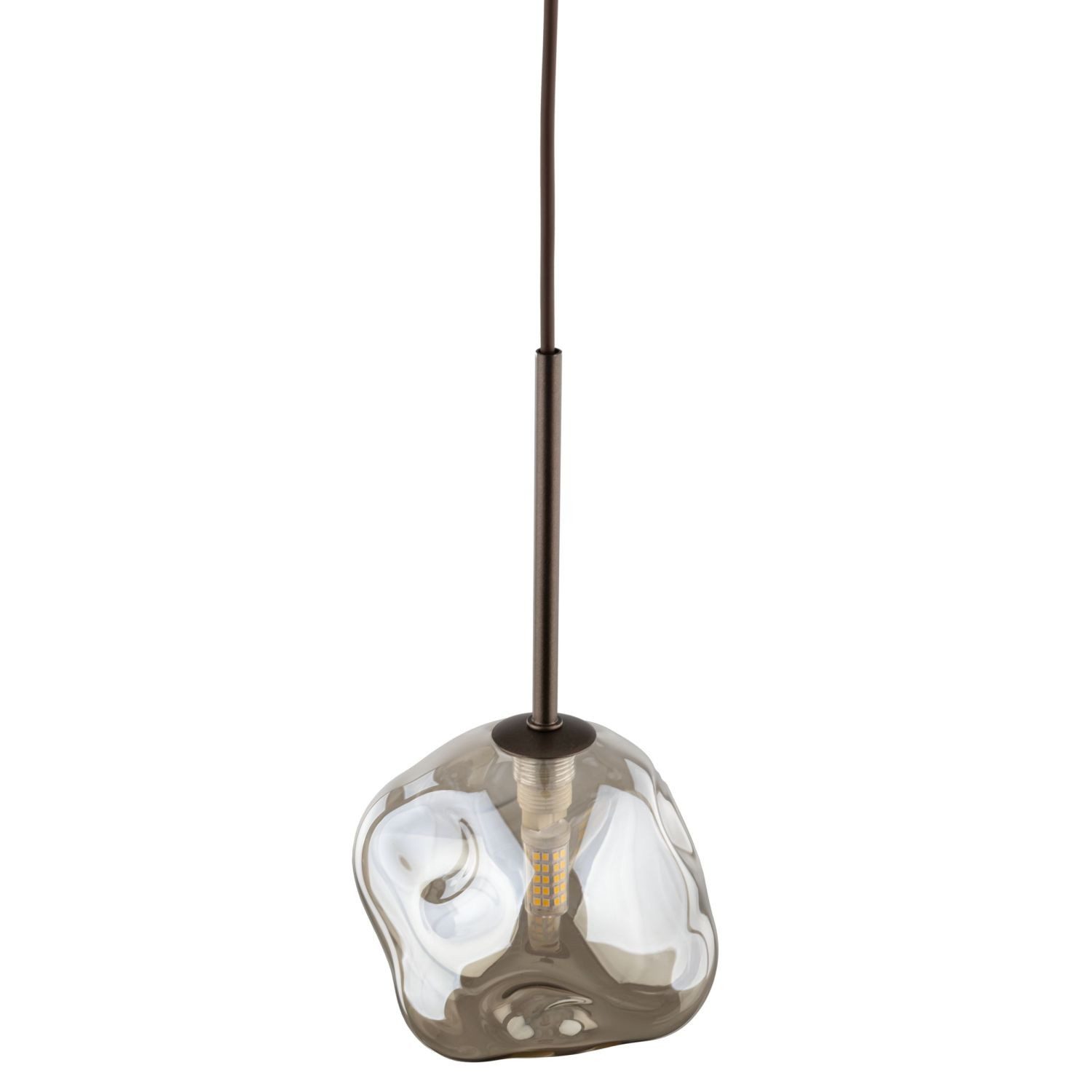 Licht-Erlebnisse Pendelleuchte UMERA, ohne Leuchtmittel, Rauchglas Metall H: max. 160 cm D: 15 cm rund Braun Cognac G9 Modern