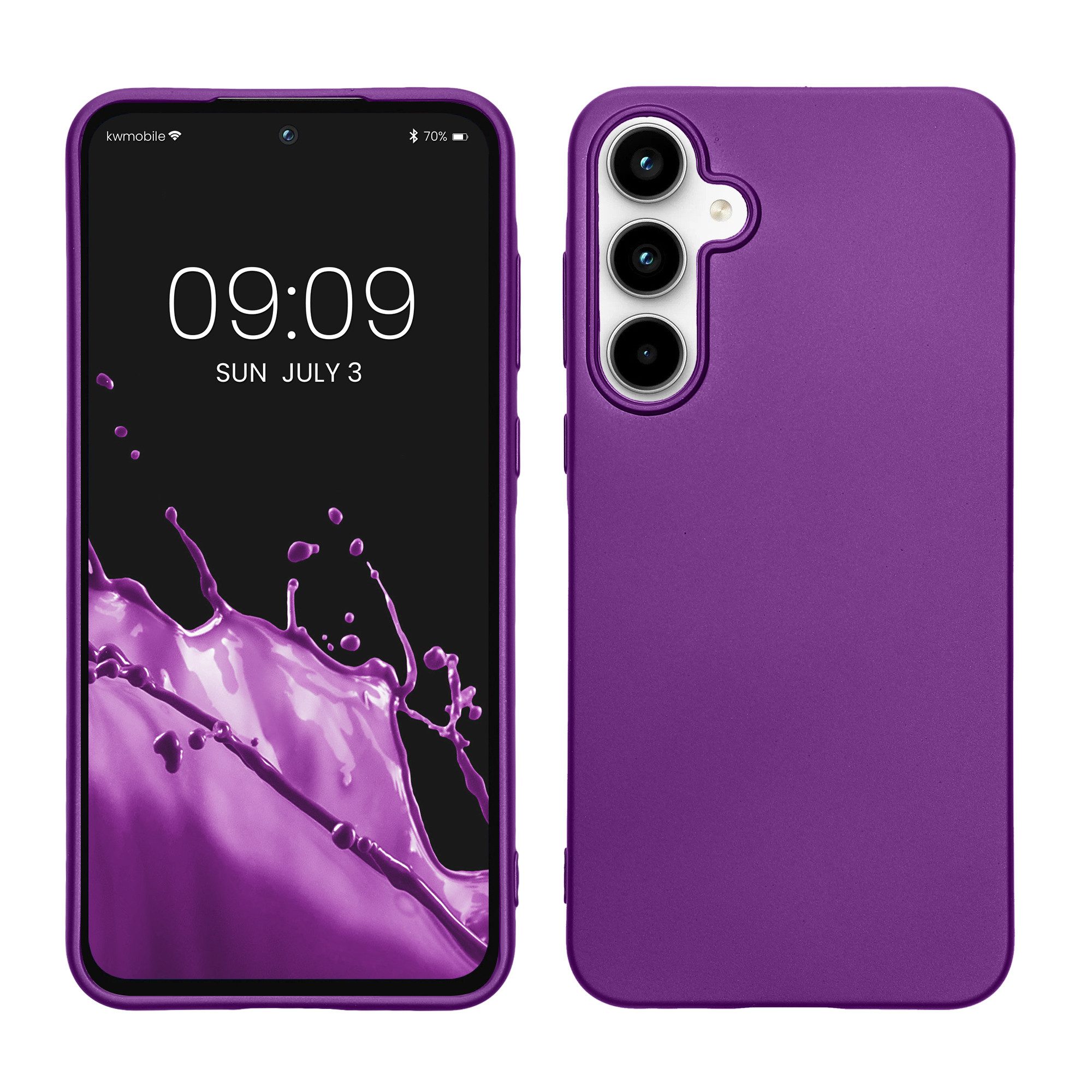 kwmobile Handyhülle Handyhülle für Samsung Galaxy A55 5G Hülle, Silikon Case metallisch schimmernd - Schutzhülle Cover