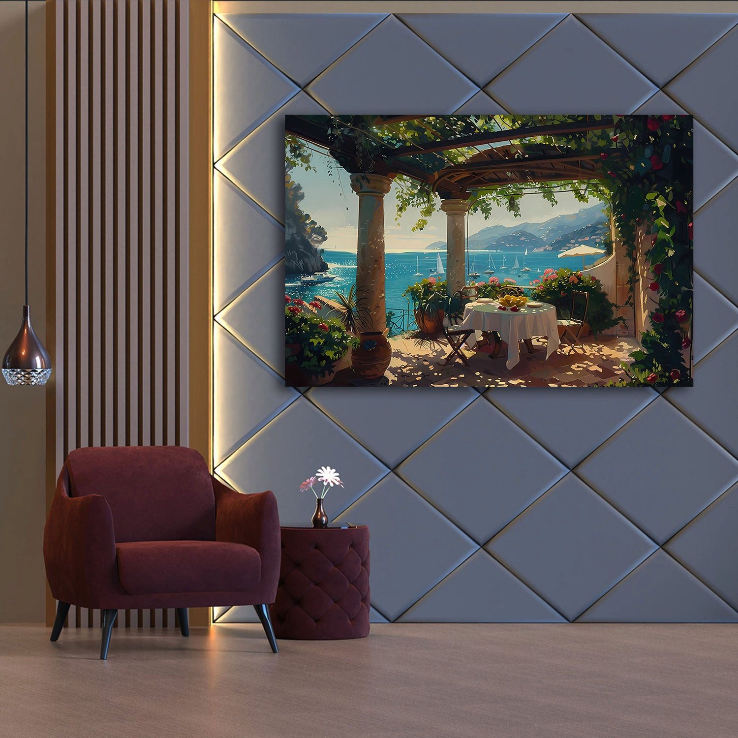 Artedinoi Leinwandbild Italien Toscana Mediterrane Idylle Segelboote Wandbild Leinwandbild XL, Toskana mit Segelbooten