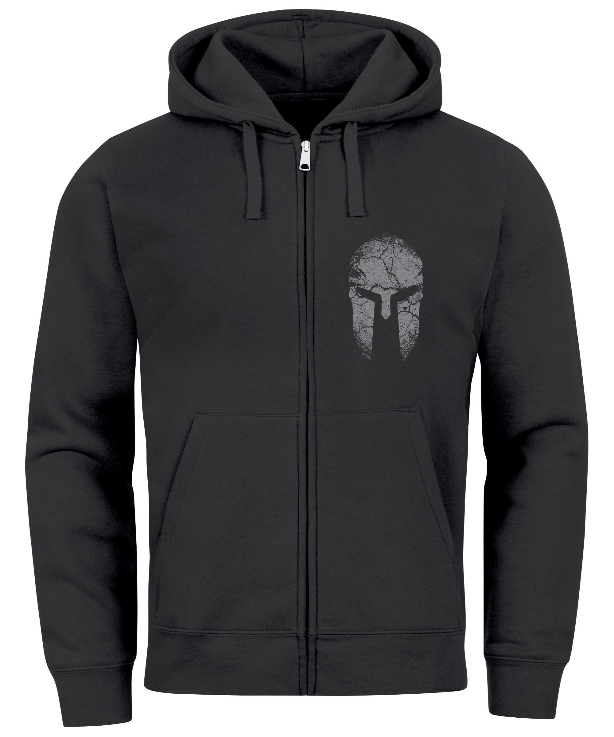 Neverless Sweatjacke Zip-Hoodie Herren Sparta Sweatjacke Kapuze Print Aufdruck Motiv
