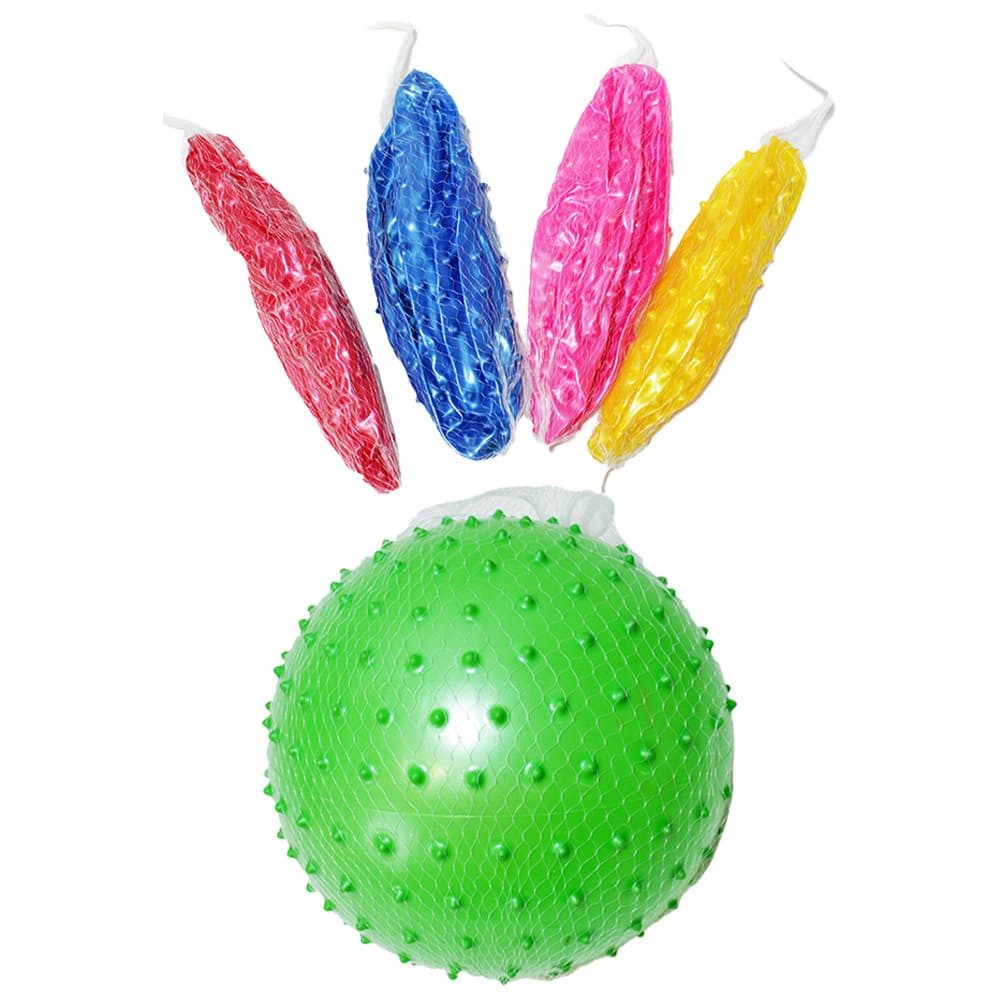 BEMIRO Aufblasbares Bällebad Noppenball Kinder - 5fach sortiert - ca. 18 cm