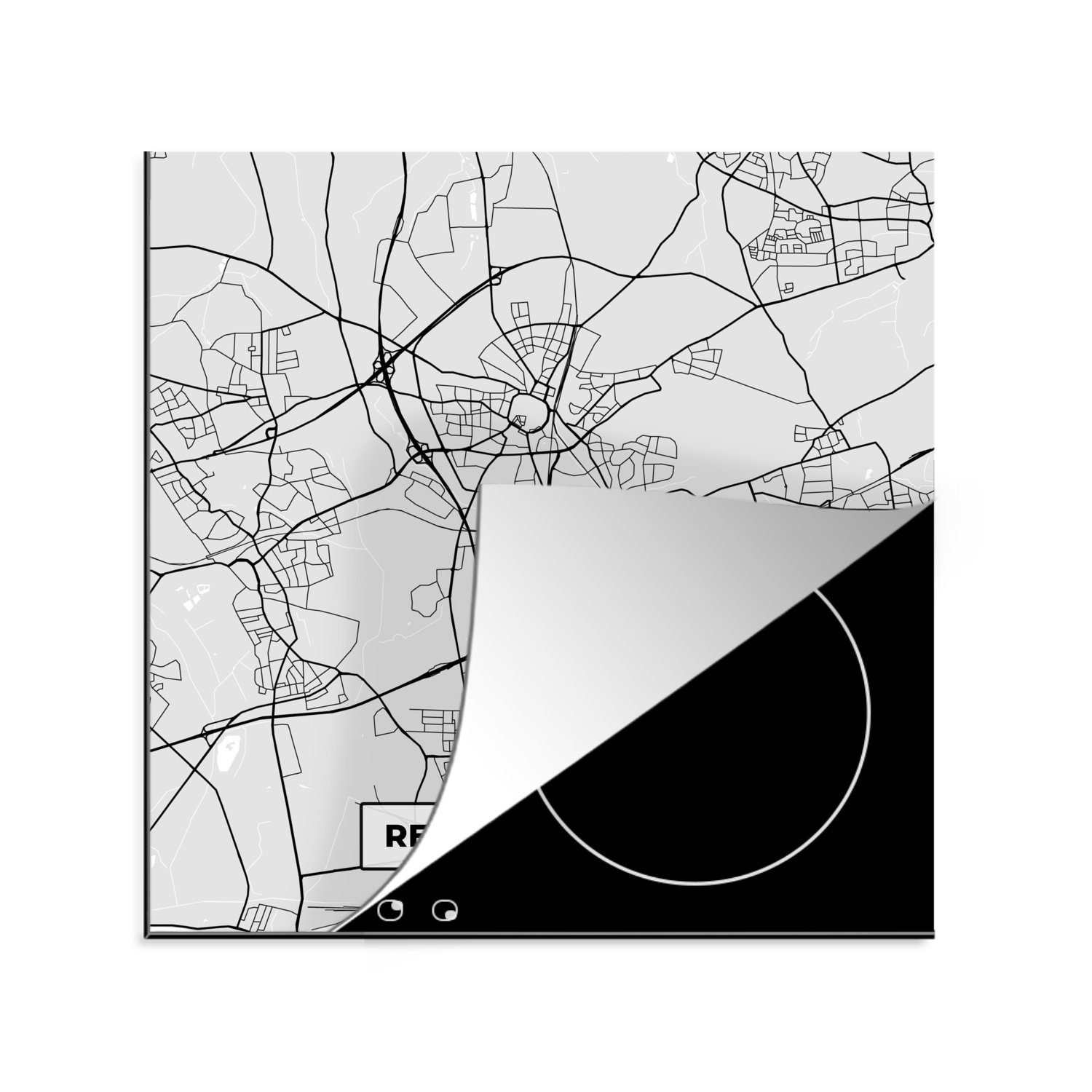 MuchoWow Herdblende-/Abdeckplatte küche Stadtplan - für - Karte, Deutschland cm, (1 Ceranfeldabdeckung, Karte Recklinghausen tlg), Arbeitsplatte 78x78 - Vinyl, 