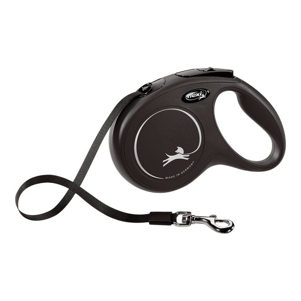 flexi Flexileine FLEXI Rollleine New CLASSIC Gurt - 3m, bis 12kg Farbe: Schwarz