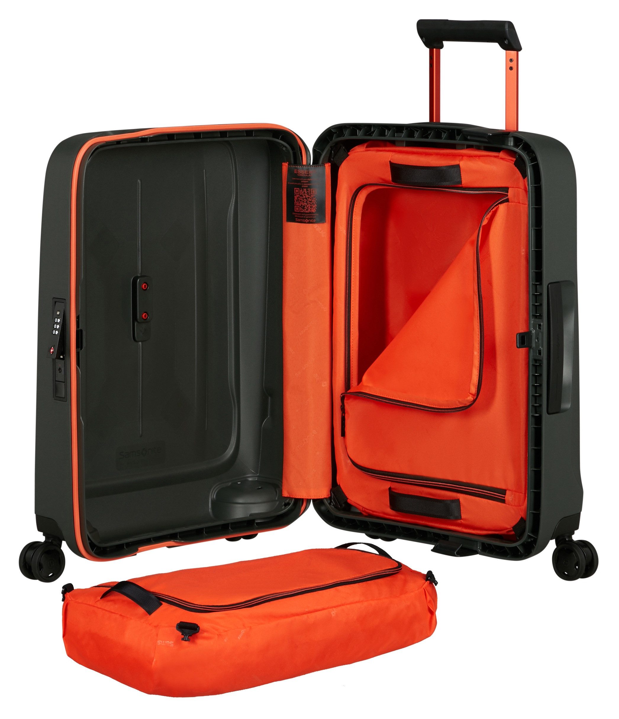 Samsonite Hartschalen-Trolley ESSENS CIRCULAR, verschiedene Größen, 4 Rollen, mit arretierbarem und versenkbarem Druckknopf-Trolleysystem