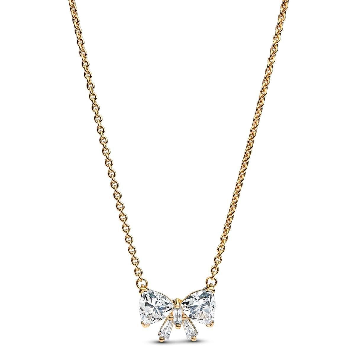Pandora Kette mit Anhänger 363508C01-45, für Damen Funkelnde Schleife Goldfarben