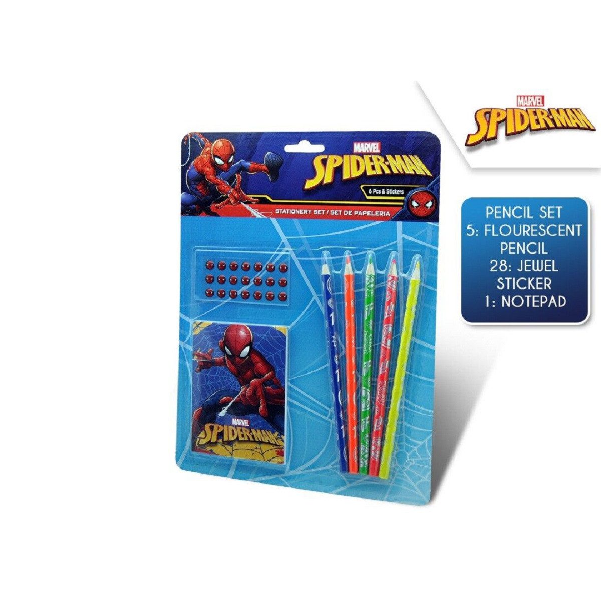 Spiderman Notizblock Schreibset für Kinder – 5 Stifte & Notizblock
