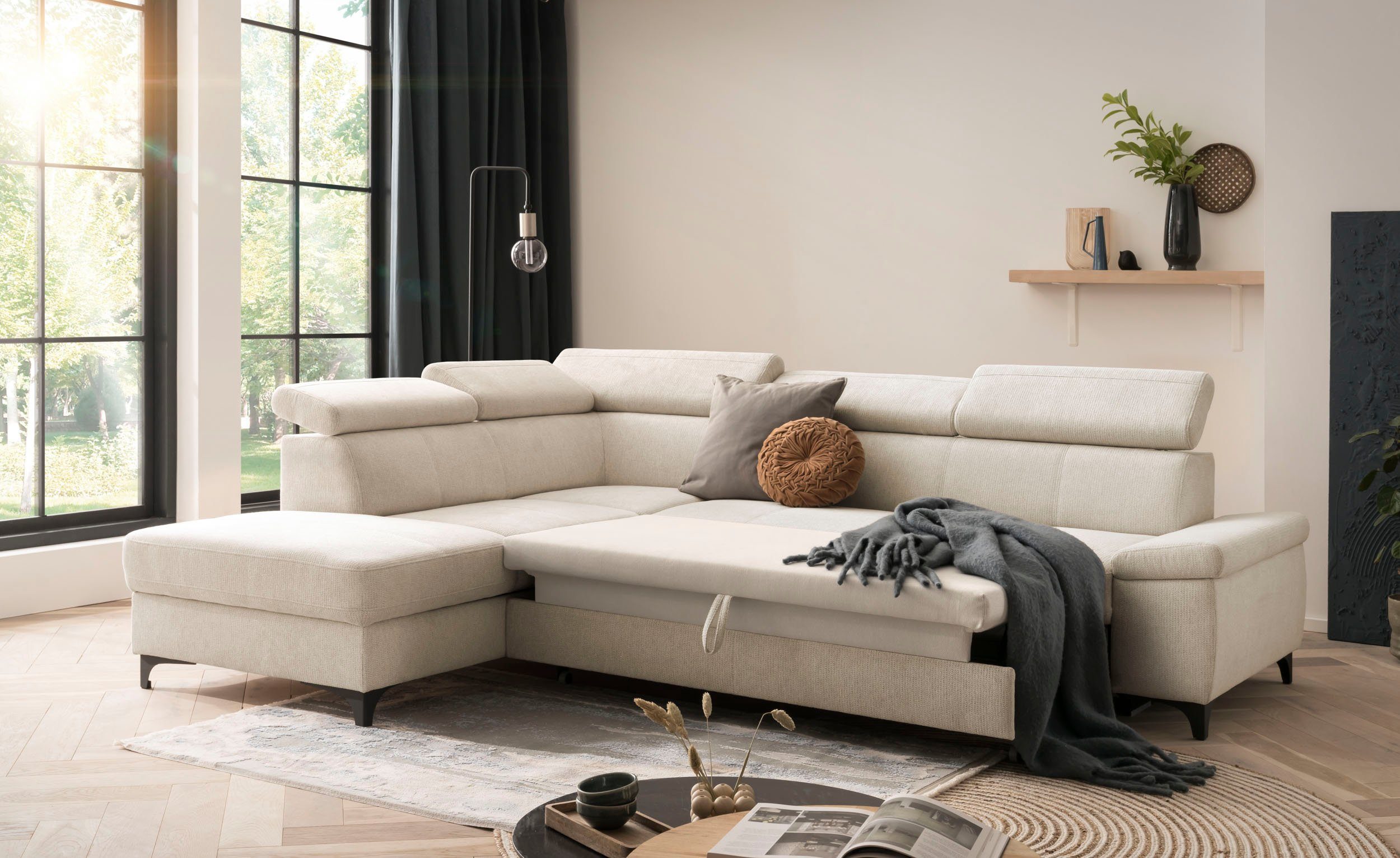 XDREAM Ecksofa Samos, mit Schlaffunktion, Bettkasten günstig online kaufen