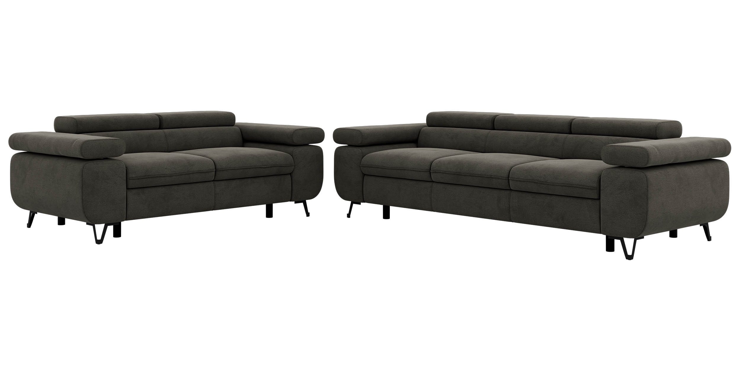 MKS MÖBEL Polstergarnitur PETER, (2+3, Set, modernes Sofa-Set, Couchgarnitur fürs Wohnzimmer), verstellbare Kopfstützen und Armlehnen