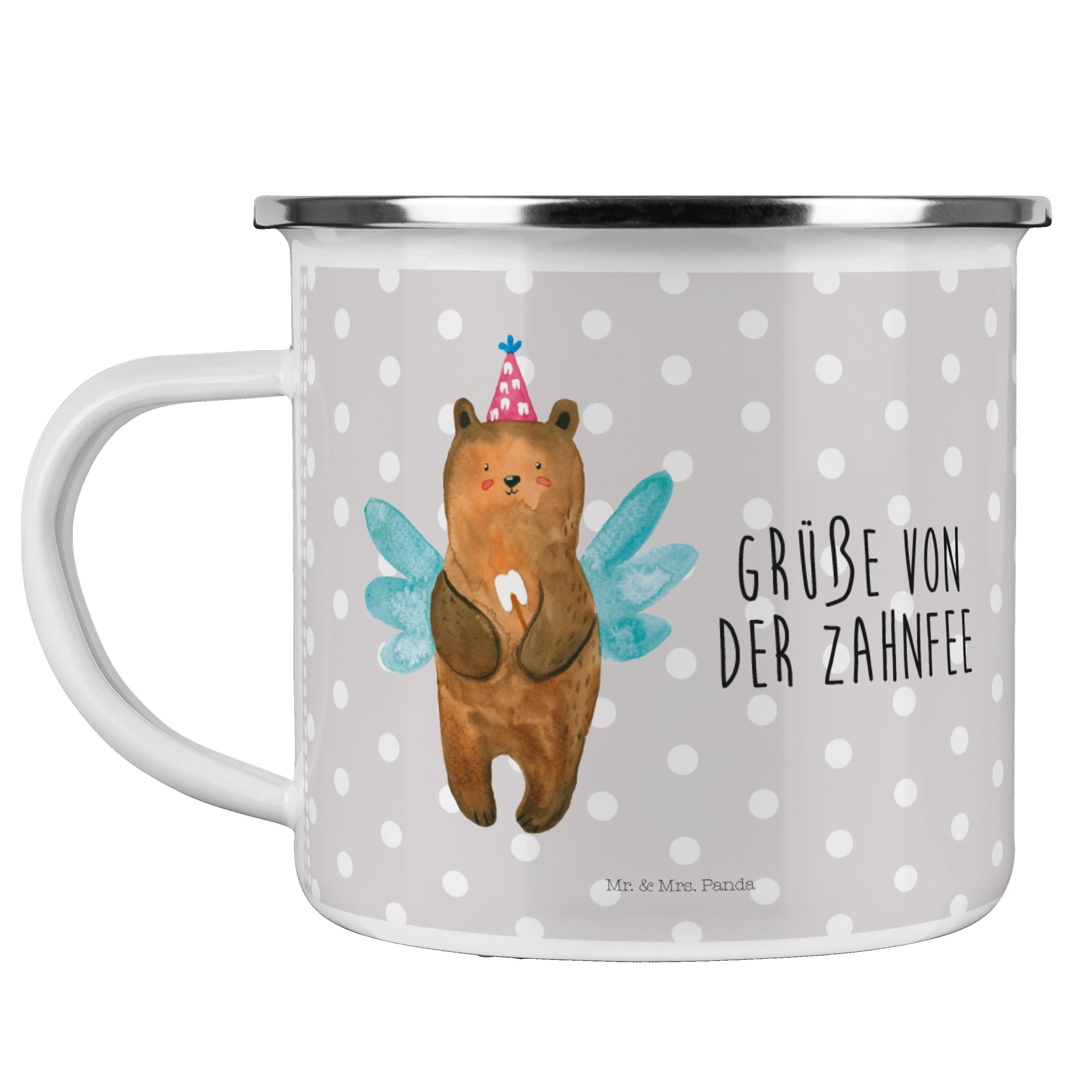 - Panda Blechtasse Geschenk, - Becher Zahnfee Bär Outd, & Mr. Tasse, Mrs. Pastell Grau Outdoor Emaille