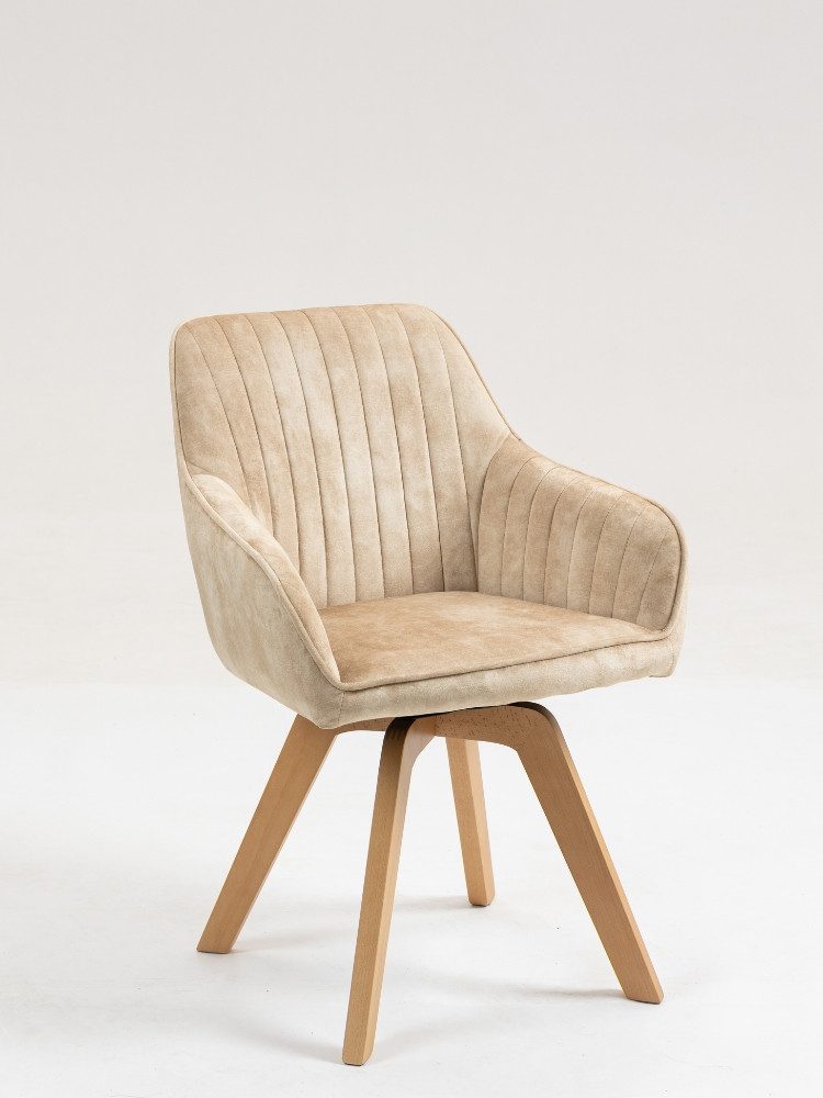 WOLF MÖBEL Esszimmerstuhl SEBA Drehstuhl Gail 180° almond Holzfuß Buche, 2e günstig online kaufen