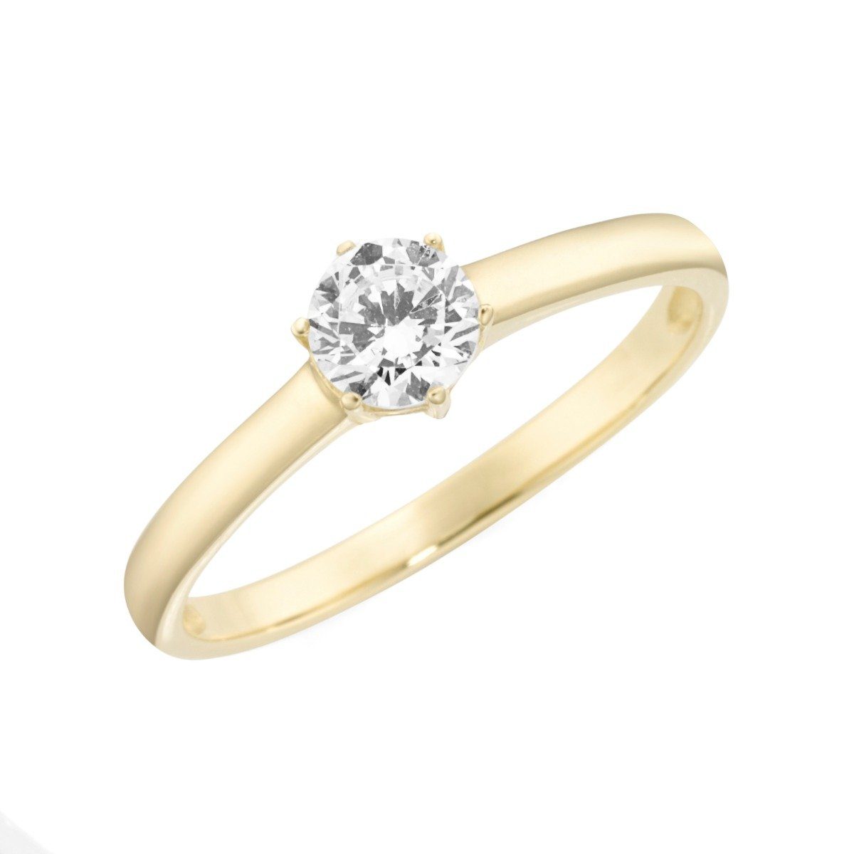 Karat Zirkonia 93008740540 Damen 375/- Fingerring Gr. Gelb-Gold 54 Weiss Ring