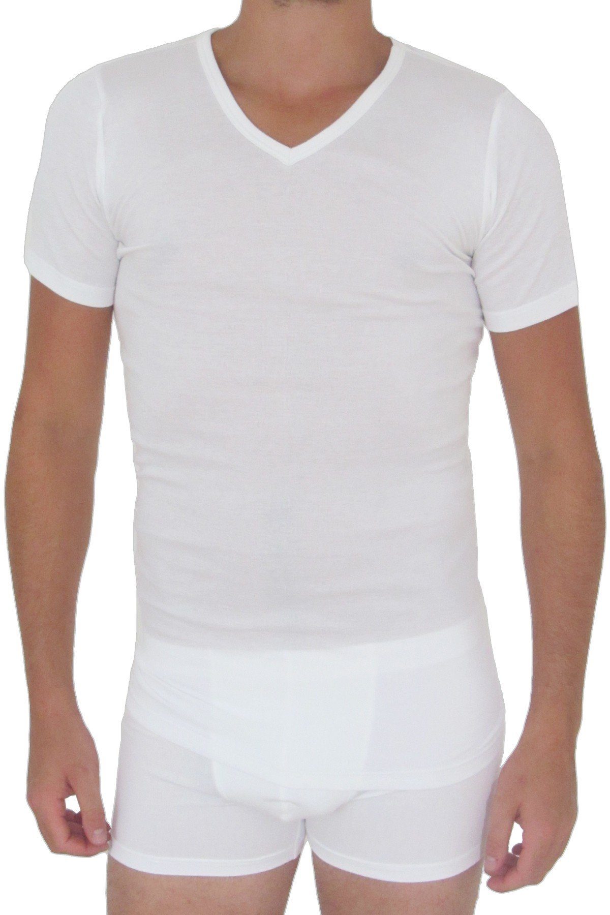 HERMKO Unterziehshirt 164887 Extralanges Herren Unterhemd V-Ausschnitt aus günstig online kaufen