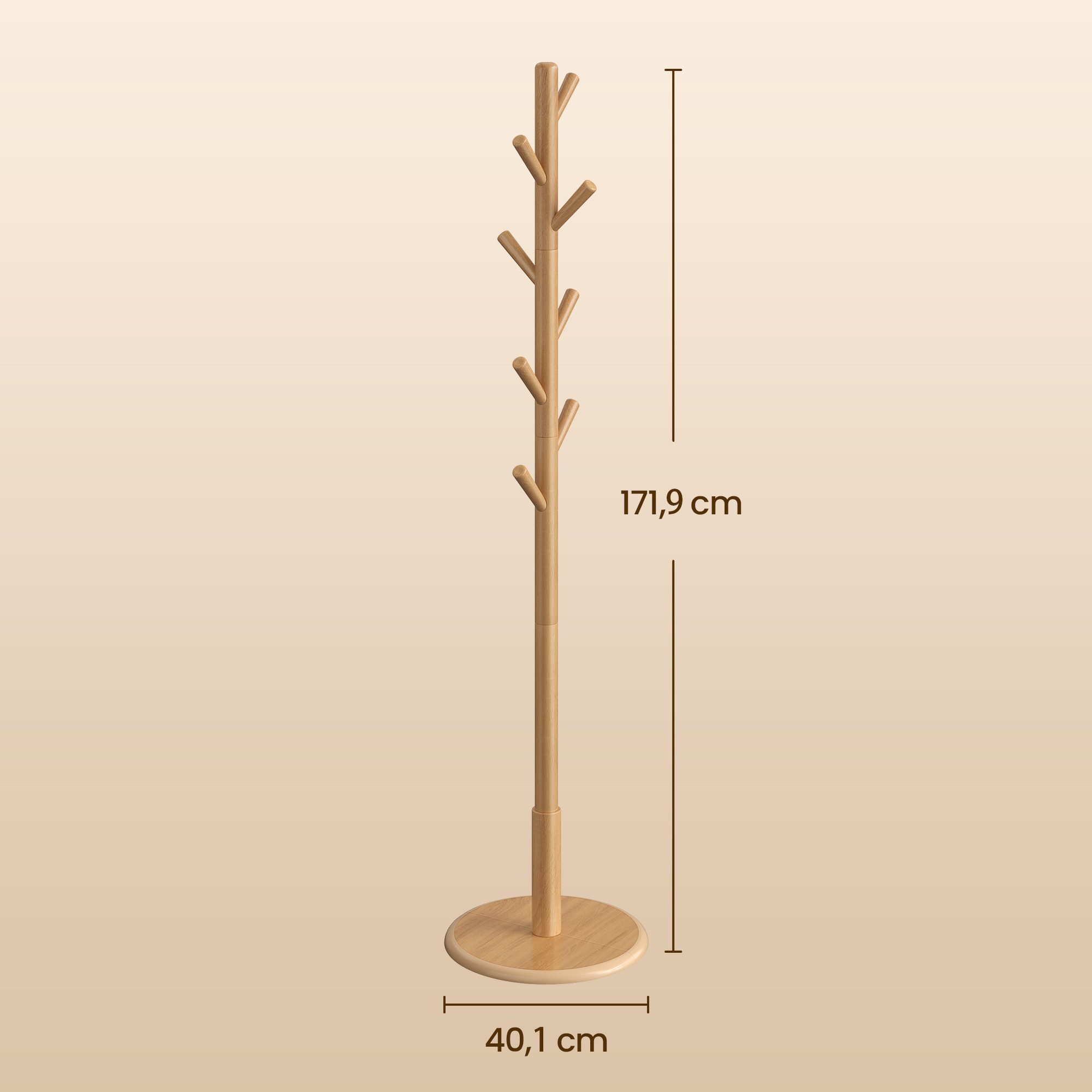 VASAGLE Garderobenständer Kleiderständer 40cm d X 171.8cm, Massivholz, Jack günstig online kaufen