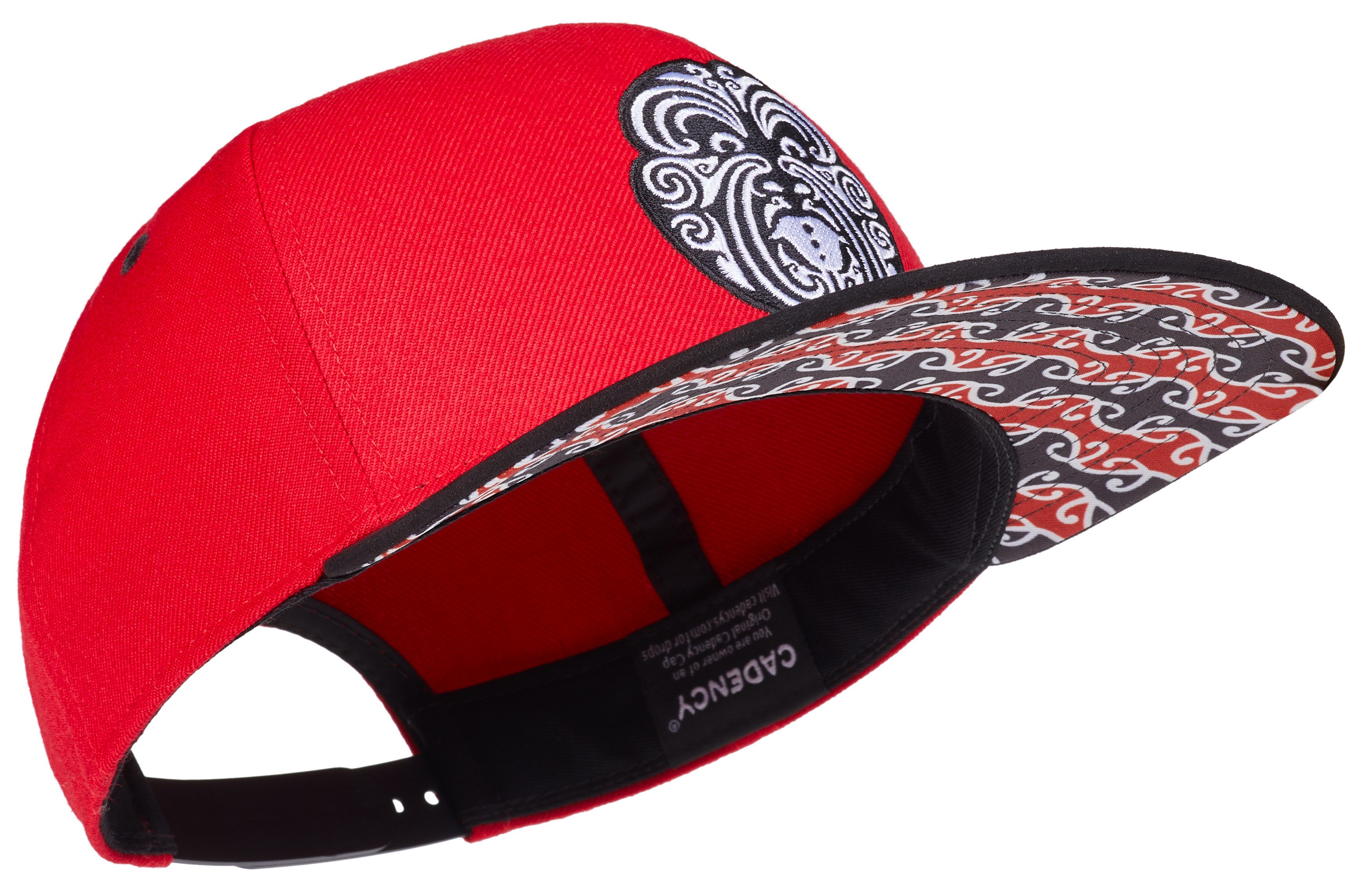 Cadency Snapback Cap Maori Basecap mit geradem Schirm, Einheitsgröße, Unisex, Rot