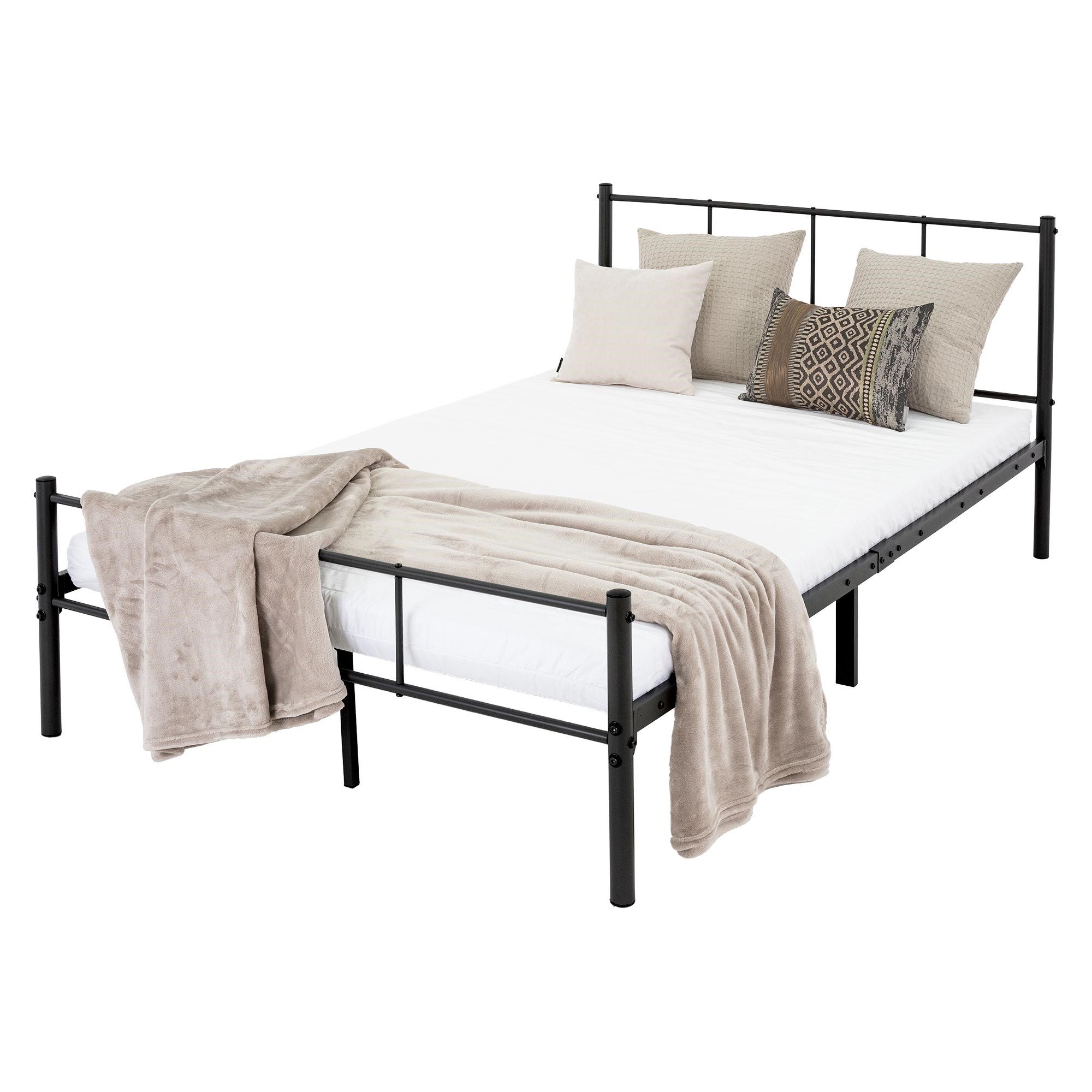 ML-DESIGN Metallbett Bett mit Kopfteil und Lattenrost robust auf Stahlrahmen, Gästebett 120x200 cm mit Kopfteil Schwarz leichte montage