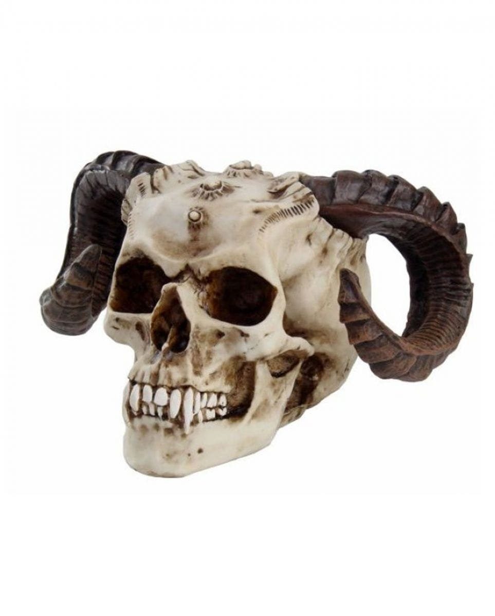 Widder Antiker mit Dekofigur Teufelskopf Hörnern aus Horror-Shop Polyres