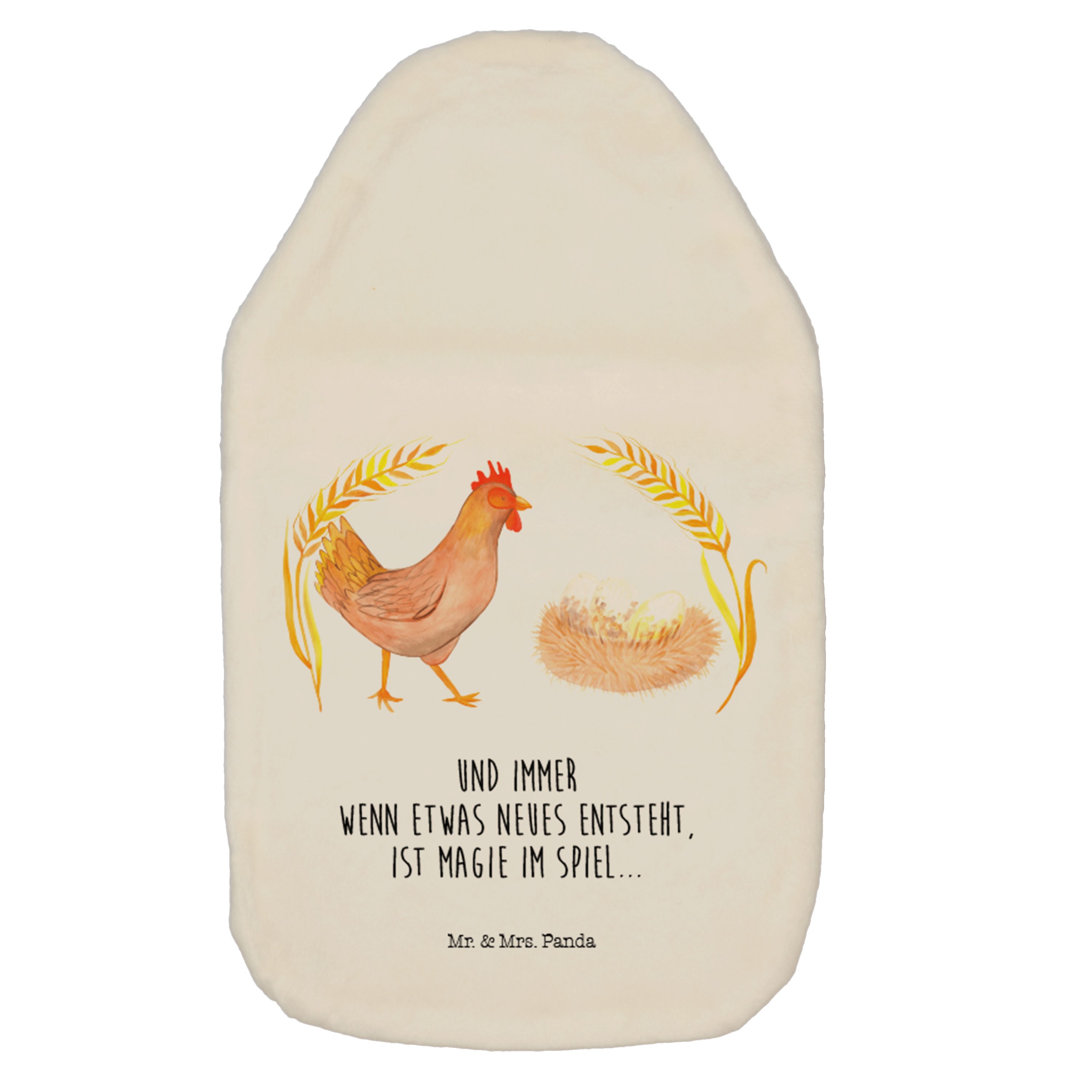 Mr. & Mrs. Panda Wärmflasche Huhn stolz - Weiß - Geschenk, Henne,  Wärmflasche mit Bezug, Landwirt, (1-tlg), Farbecht