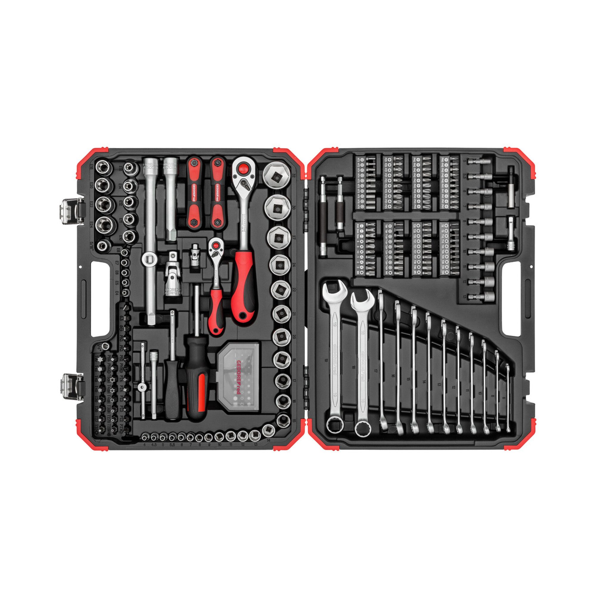 Gedore Red Steckschlüssel Gedore red Steckschlüsselsatz, Set 232tlg, 1/2 1/4 Zoll Antrieb, Adapt