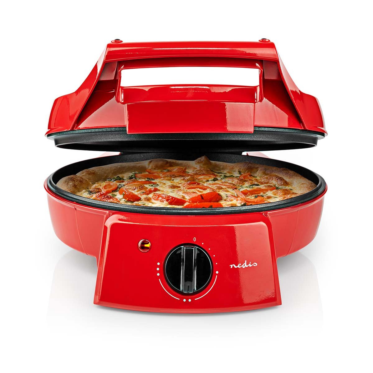 Nedis Heißluftfritteuse FCPM100FRD, schnell pizza backen, 180° tischgrill, einfache reinigung