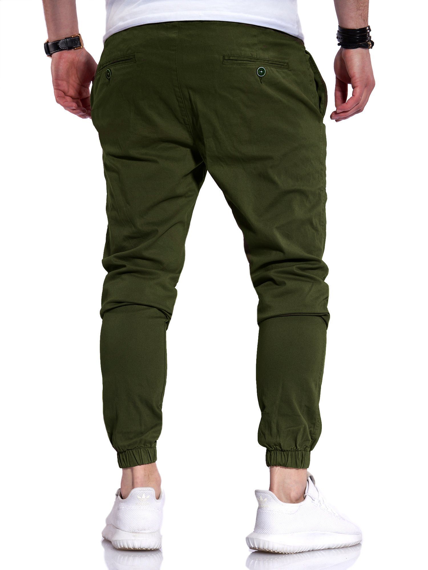 Chinohose Bund Khaki mit Jogger-Hose behype MPC-60 elastischem