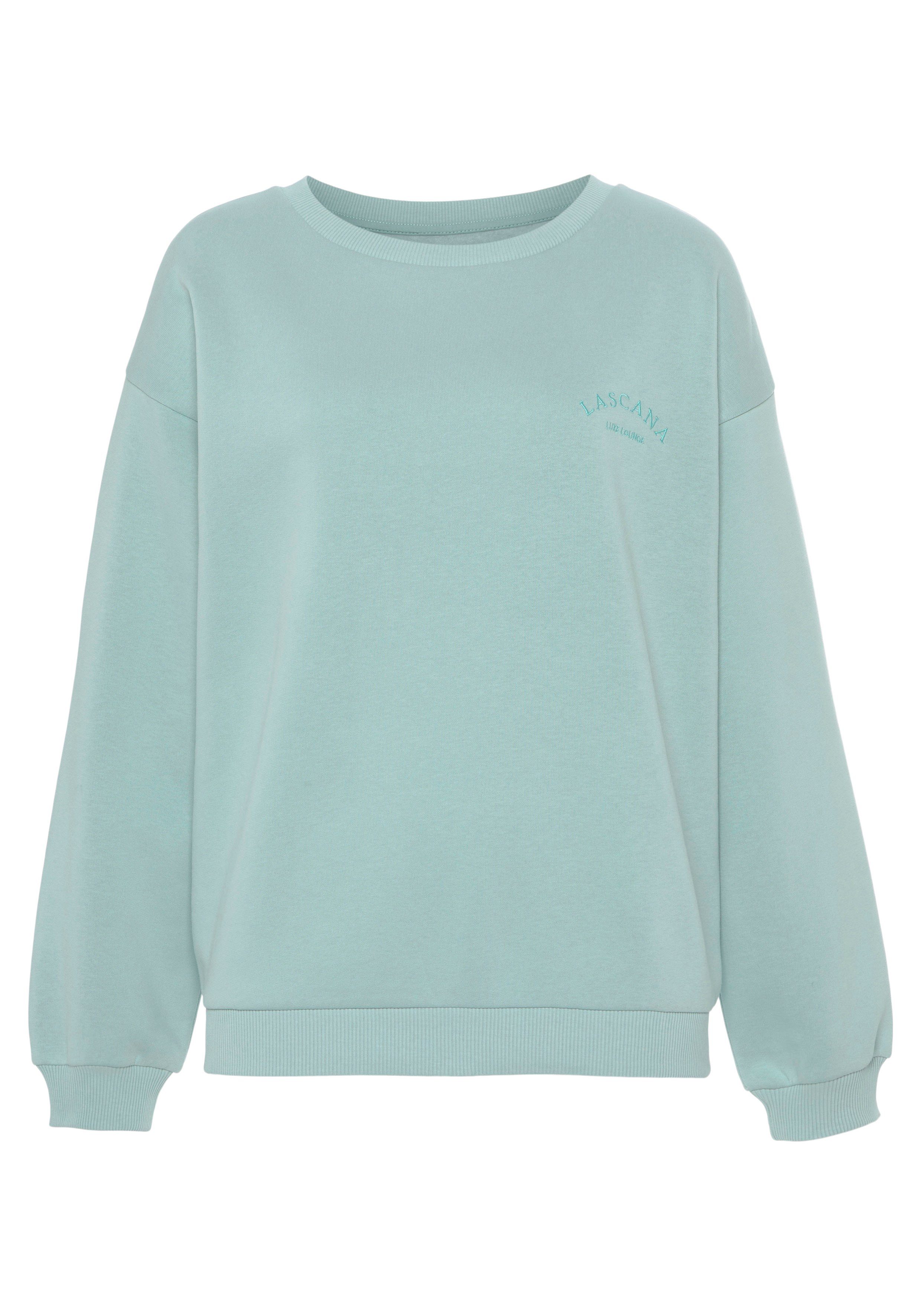 Ärmeln, -Pullover Sweatshirt mint mit Loungewear, LASCANA Loungeanzug weiten