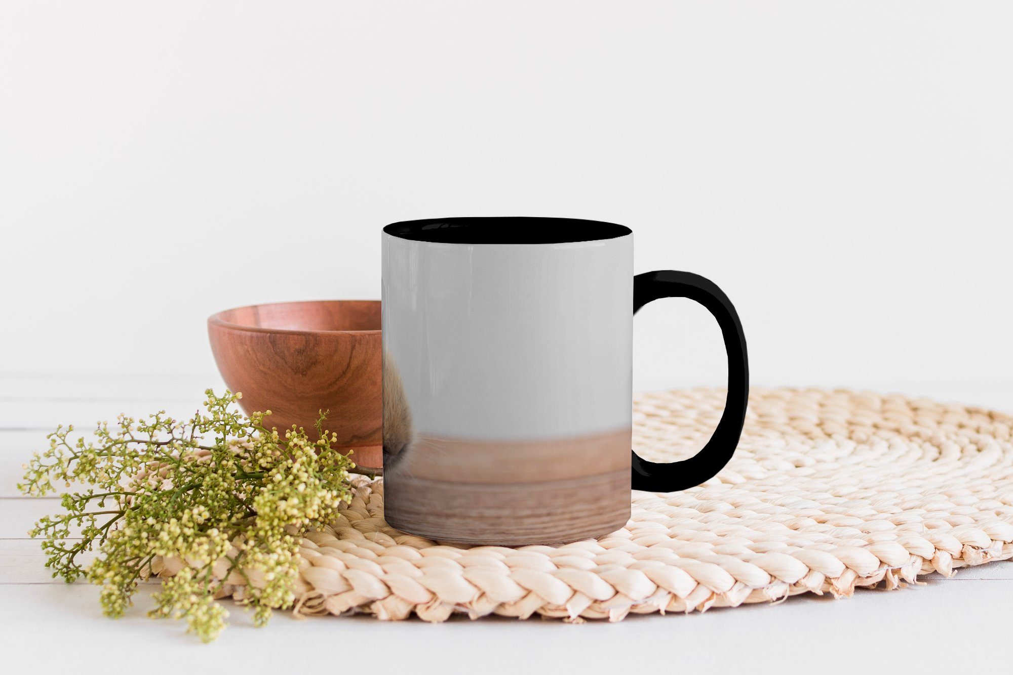 Geschenk - Keramik, - Teetasse, Zaubertasse, Tasse Holz, Kaffeetassen, Kaninchen MuchoWow Baby Farbwechsel,