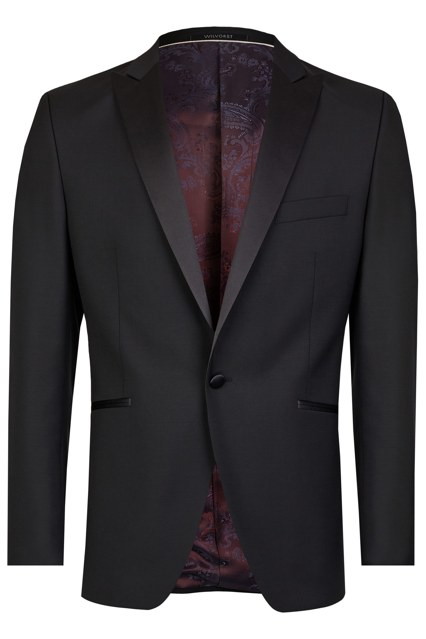 Wilvorst Sakko Wilvorst CLASSICs Herren Smokingsakko Spitzfacon Drop8 Schwarz
