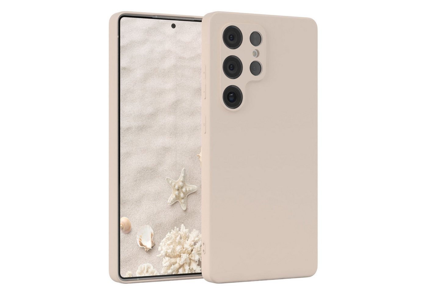 EAZY CASE Handyhülle für Samsung Galaxy S25 Ultra Hülle Silikon 6,9 Zoll, Bumper Case Matt Slimcover Silikonschutzhülle elastisch Taupe / Beige