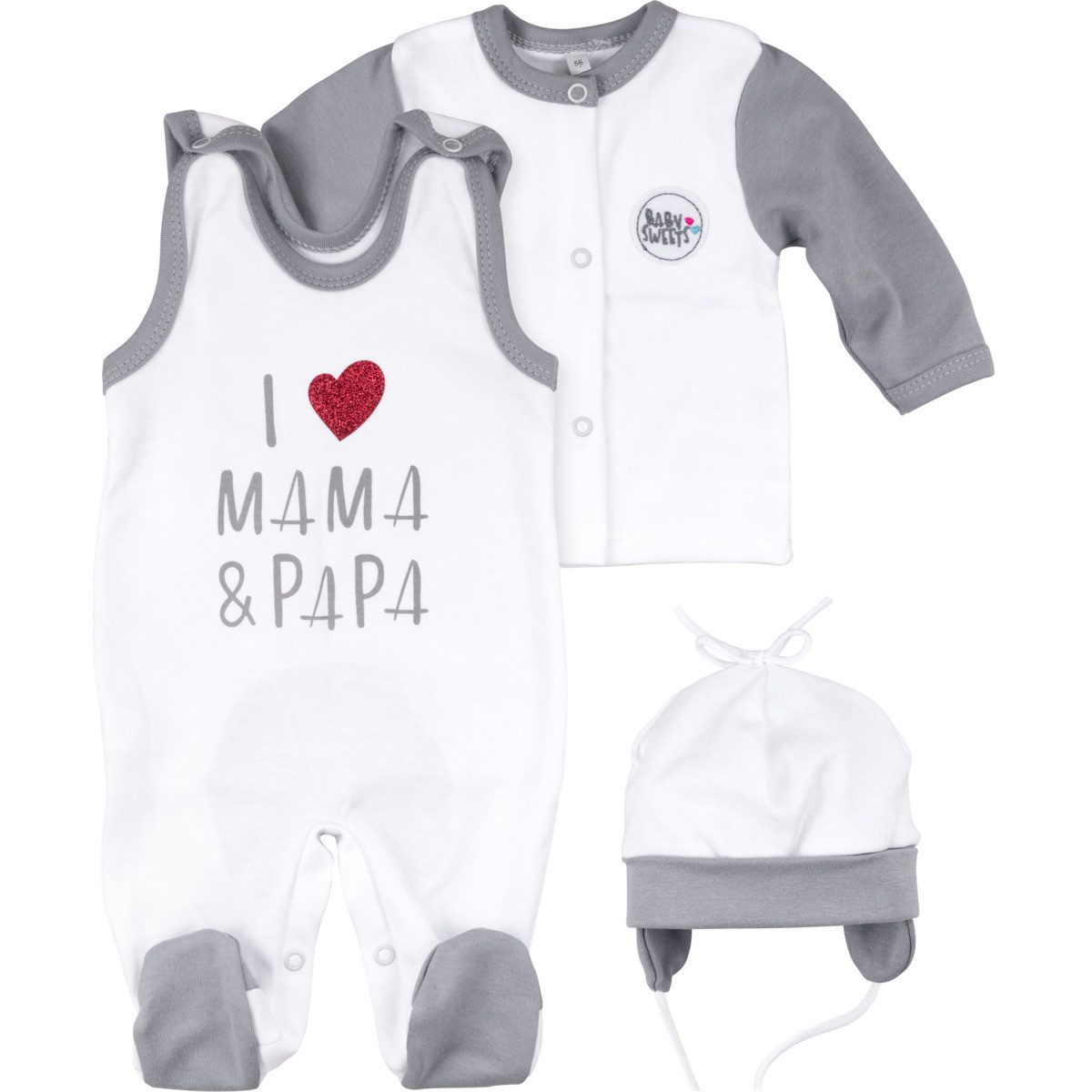 Baby Sweets Erstausstattungspaket I love Mama & Papa Unisex Kinder (Set, 14-tlg., 14) Baby Erstausstattung Paket, Erstausstattungsset Baby, Neugeborene Set