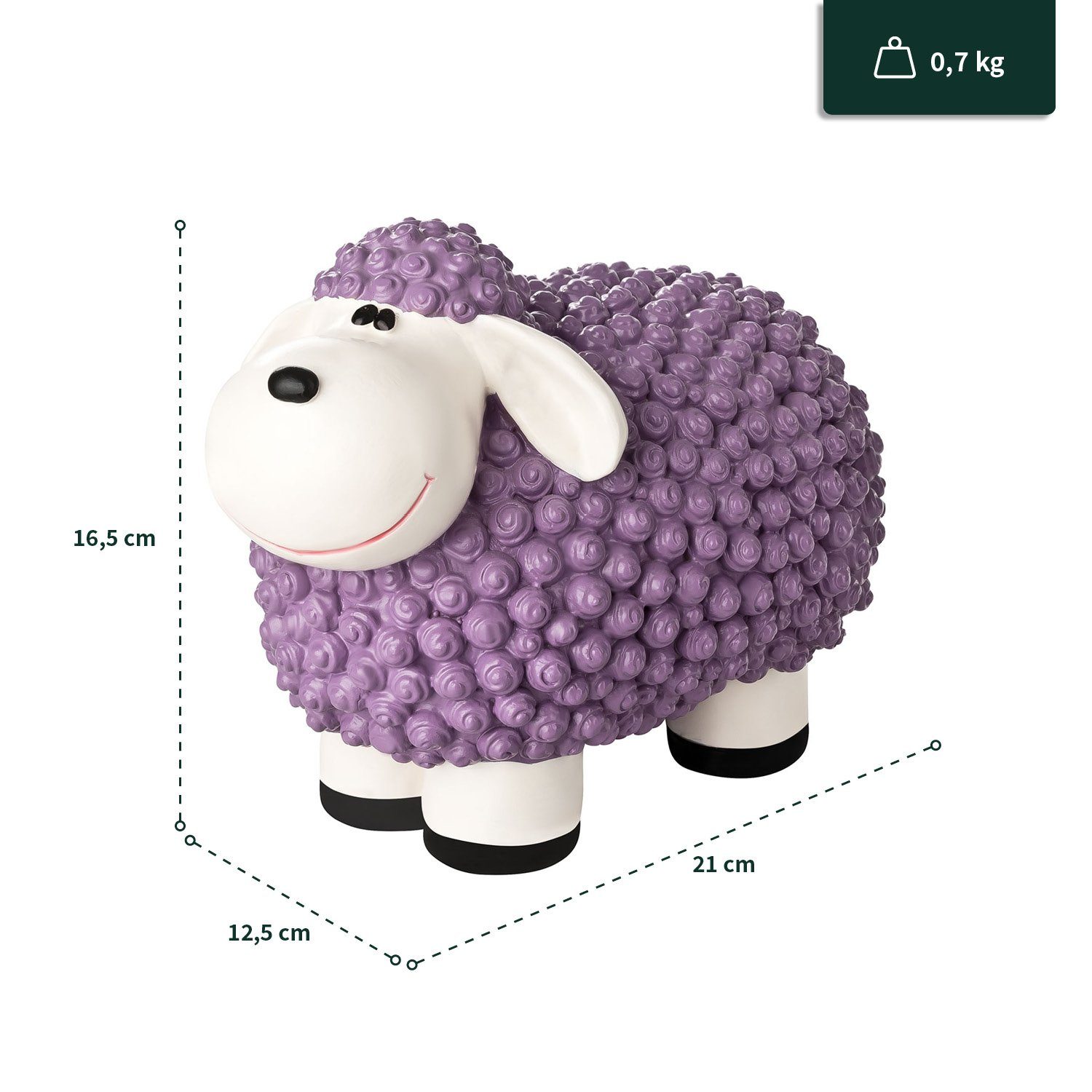 VERDOBA Gartenfigur Gartendeko Mini Polyresin Schaf für Schaf Deko Wetterfeste - Pastell Gartenfigur Außen, - violett
