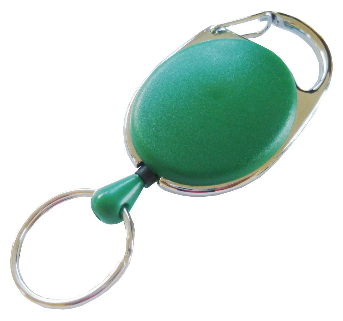 Kranholdt Schlüsselanhänger Jojo / Ausweishalter / Ausweisclip ovale Form (100-tlg), Metallumrandung, Schlüsselring Grün