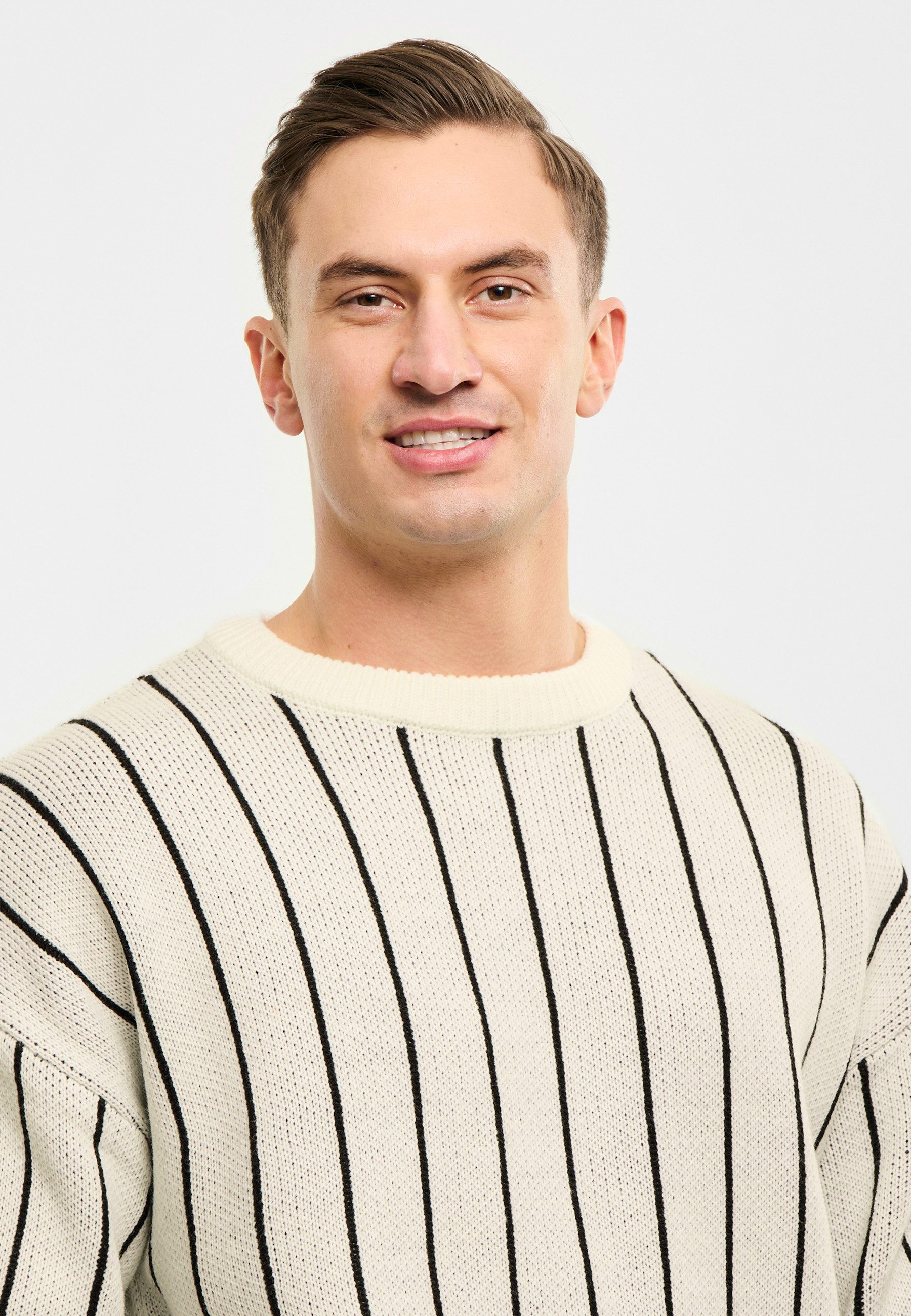 Johnny Urban Strickpullover Levin Pullover (1-tlg) Gestreifter Pulli mit Rundhalsausschnitt, Oversized Fit