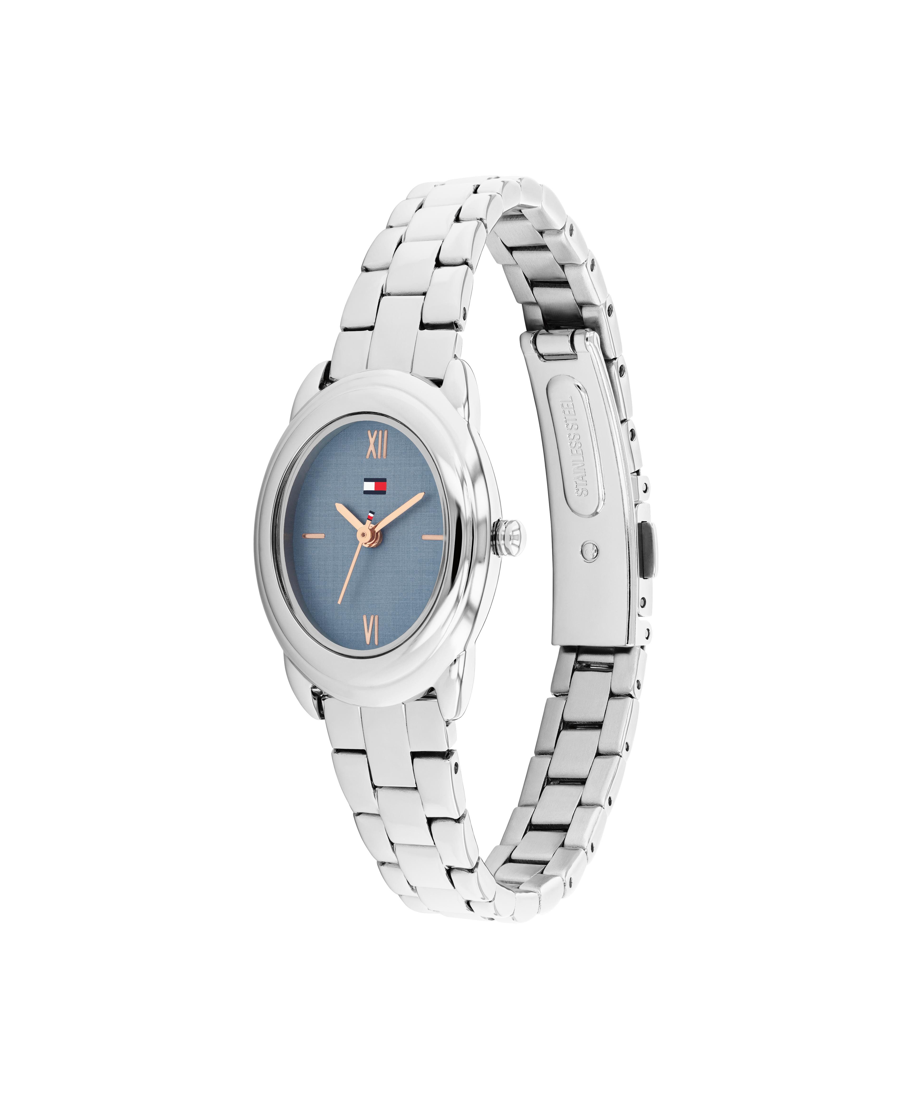 Tommy Hilfiger Quarzuhr Demi Oval 1782873, Armbanduhr, Damenuhr, Edelstahlarmband, analog