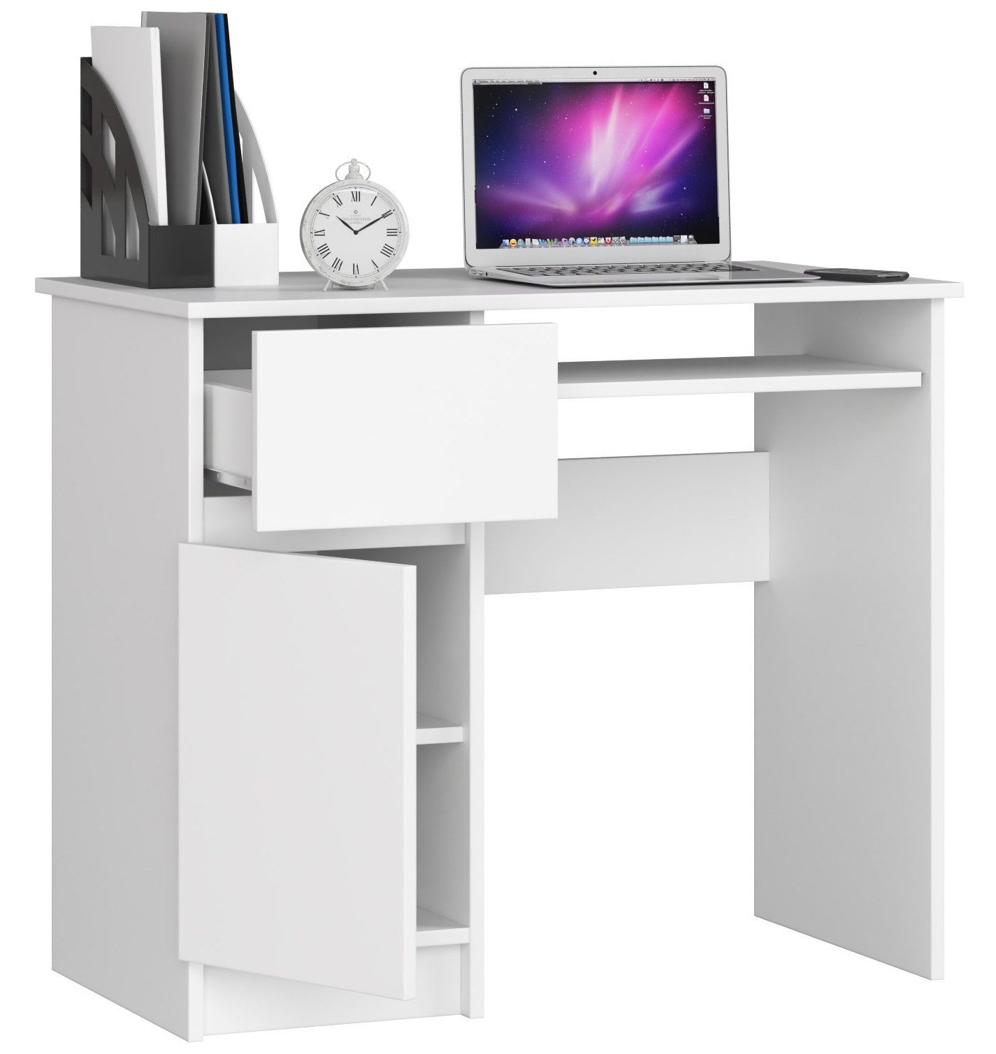 Raumhirsch Furniture Schreibtisch 90 cm Breite - Computertisch 90 cm Breite - Optimale Arbeitsfläche, Hochwertiges Laminat, Stauraum, elegantes Design, Selbstmontage