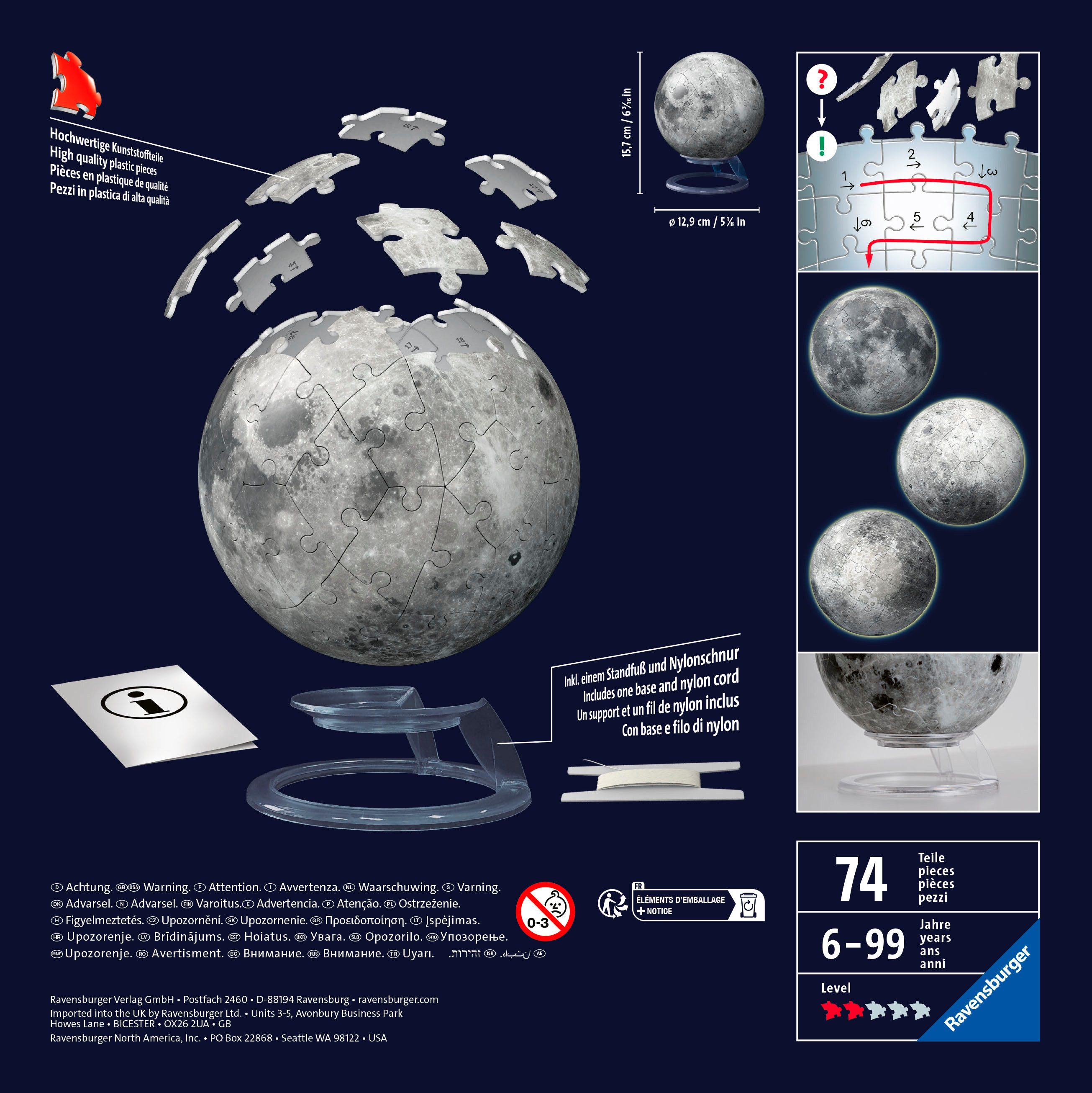 Ravensburger Puzzleball Der Mond - Glow-in-the-Dark, 72 Puzzleteile, Made i günstig online kaufen