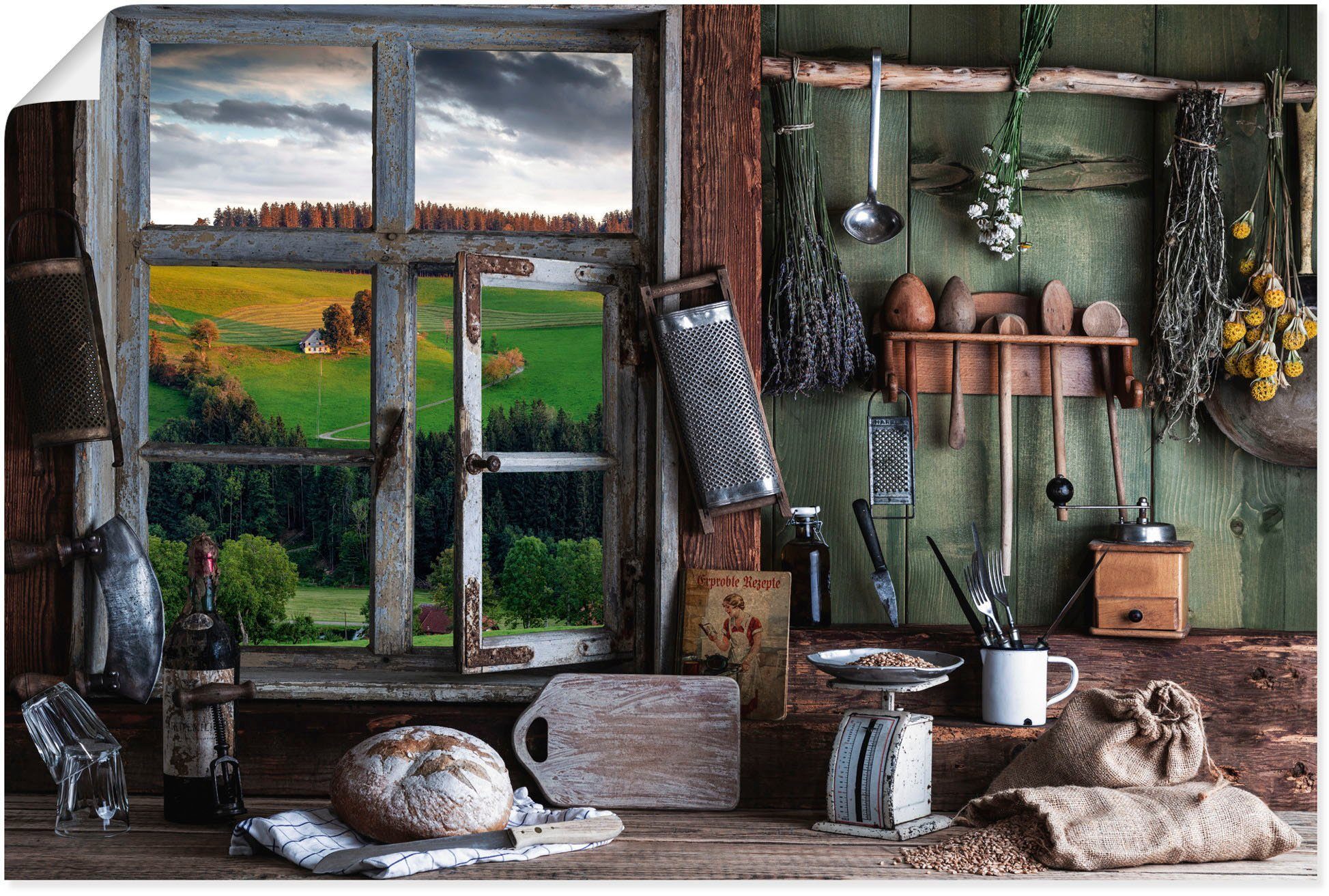 Artland Wandbild rustikale Bauernküche, Arrangements (1 St), als Alubild, Leinwandbild, Wandaufkleber oder Poster in versch. Größen