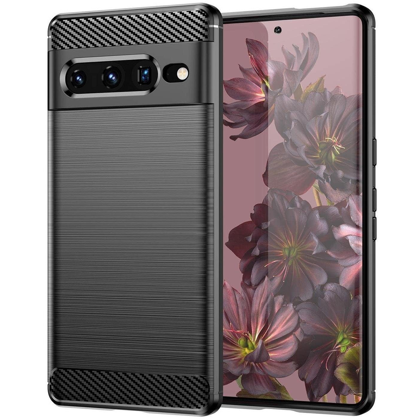 CoolGadget Handyhülle Carbon Handy Hülle für Google Pixel 7 Pro 6,7 Zoll, robuste Telefonhülle Case Schutzhülle für Pixel 7 Pro Hülle