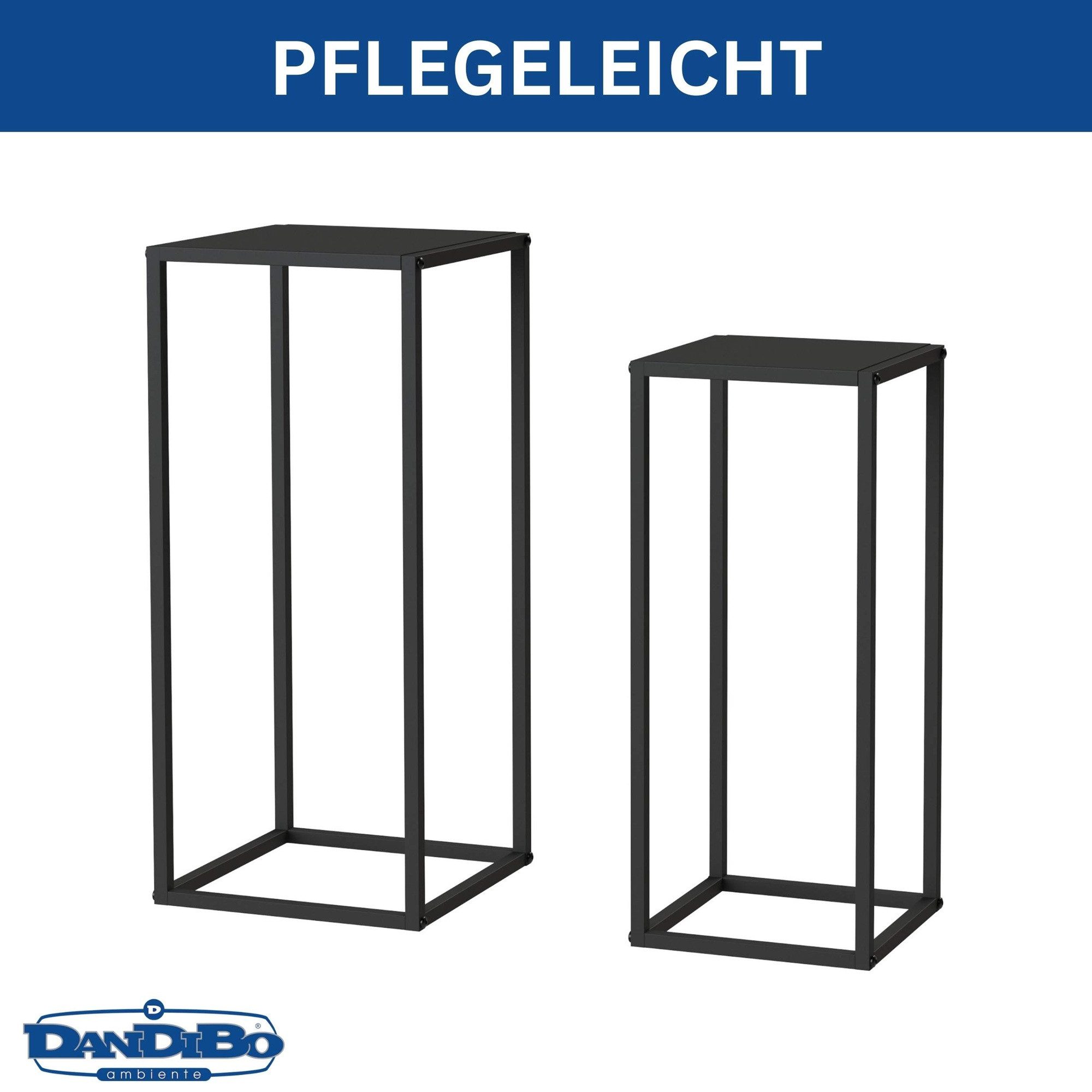 DanDiBo Blumenhocker Pflanzenständer Metall Schwarz Eckig 2er Set Blumenhocker (2er Set, 60 cm und 70 cm), Blumenständer Blumensäule Design Modern Pflanzenhocke – Bild 5 von 5