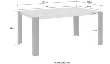 loft24 Esstisch Charlotte, Tischplatte in Holzoptik, Gestell schwarz, Länge 160 cm