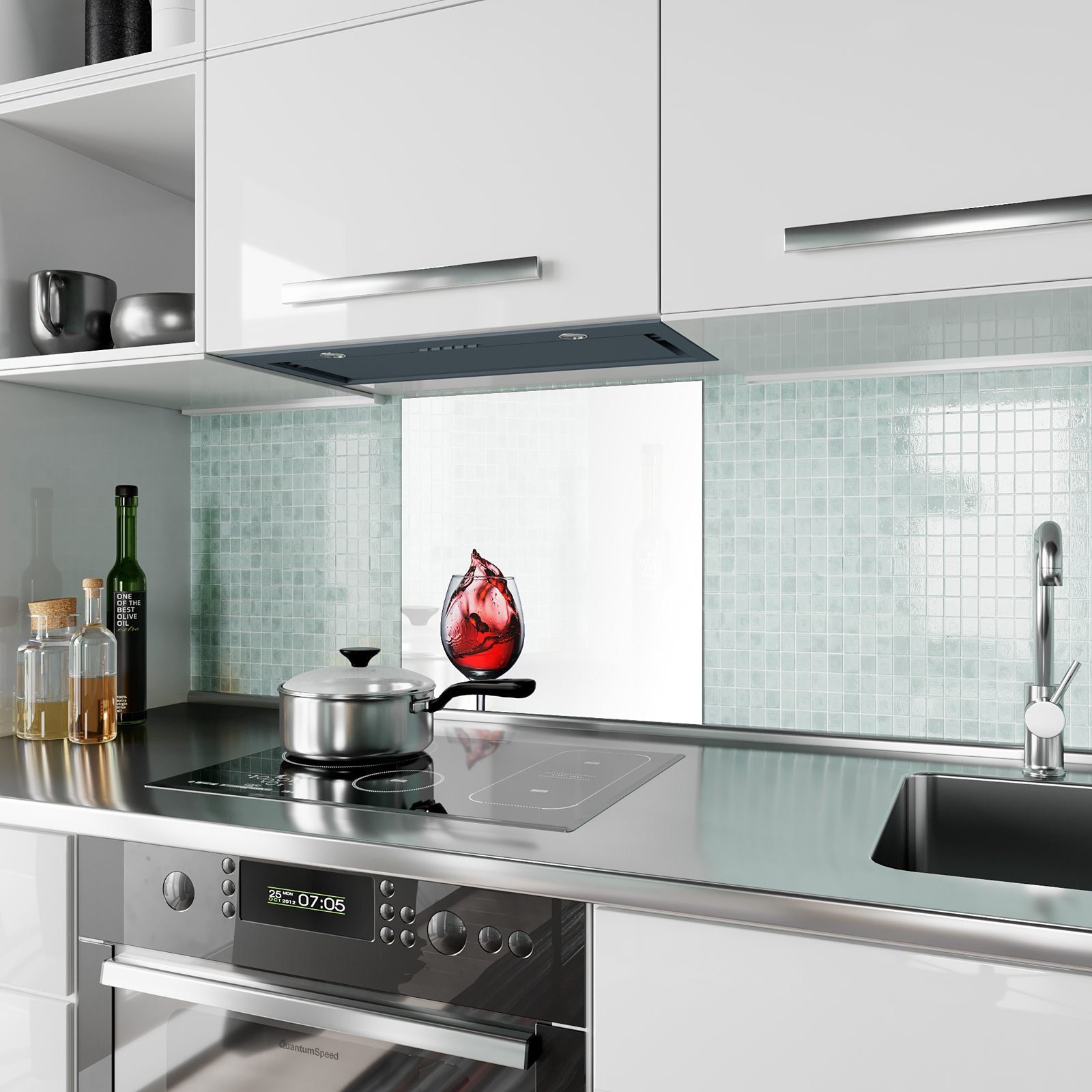 Küchenrückwand Glas Motiv Primedeco Spritzschutz mit Küchenrückwand Splash Rotwein