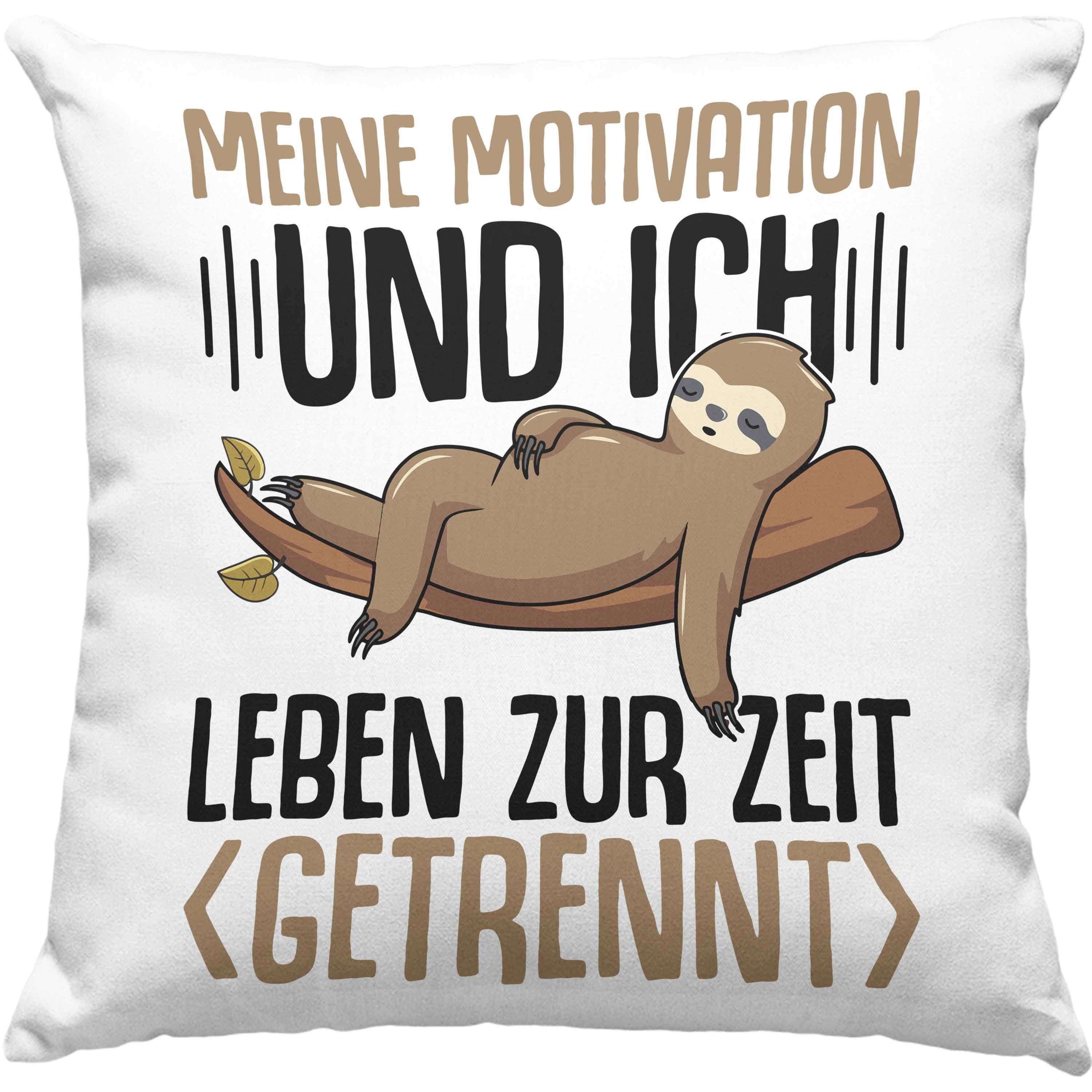 Trendation Dekokissen Trendation - Faultier Kissen Geschenk Meine Motivation Und Ich Leben Zur Zeit Getrennt Kissen Spruch Geschenk Frauen Kollegin Dekokissen mit Füllung 40x40 Grau