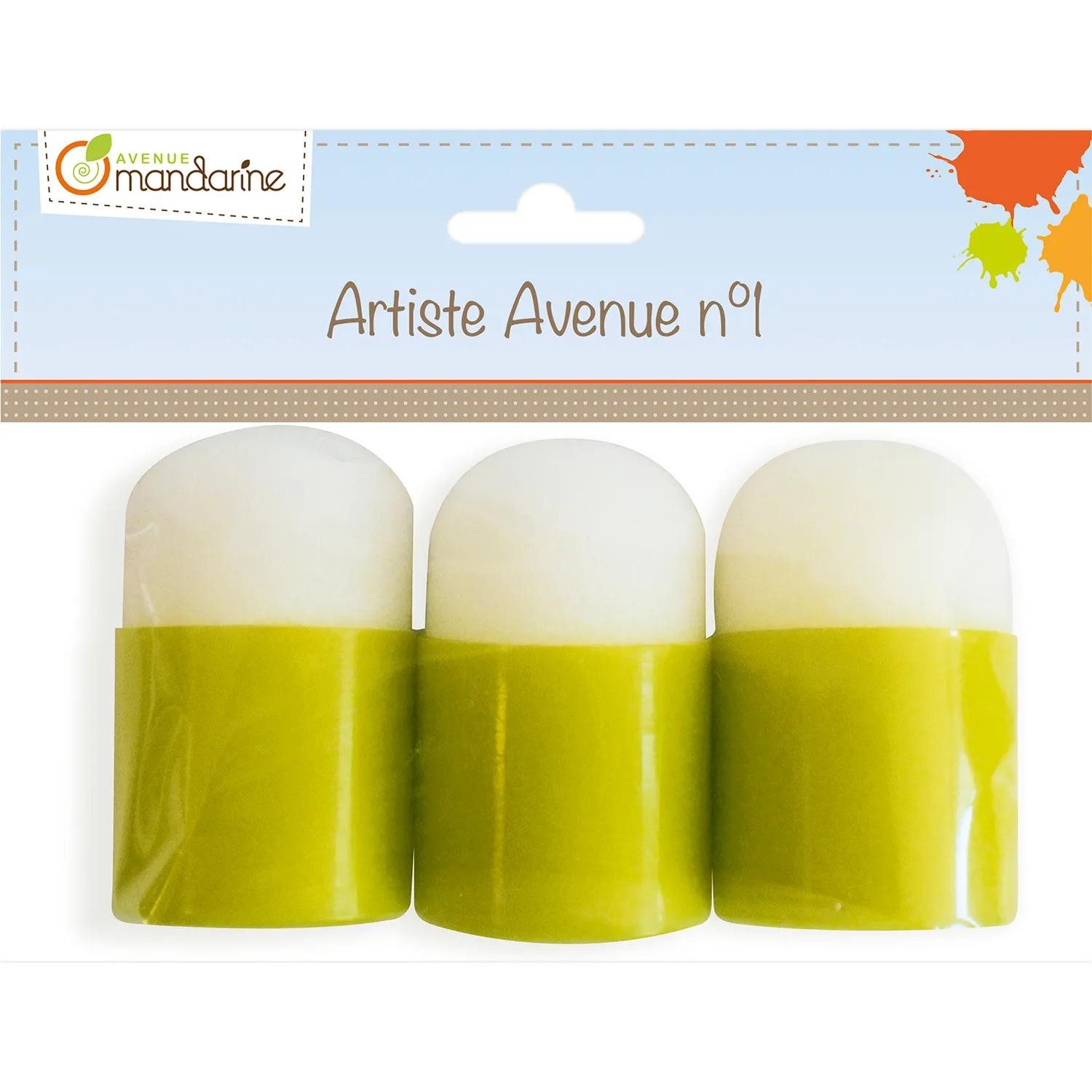 Avenue Mandarine Stempel 3x Set mit 3 Schablonier-Schwämmchen - Grün 42461MD, Zubehör