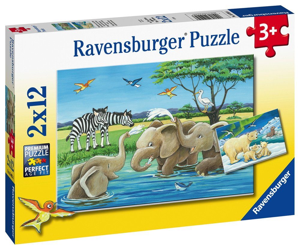 Ravensburger Puzzle 2 x 12 Teile Kinder Puzzle Tierkinder aus aller Welt 05095, 12 Puzzleteile | Puzzle