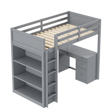 REDOM Hochbett Kinderbett, mit Aufbewahrungsschränken und Computertisch (multifunktionales Hochbett für Kinder aus Holz 90 X 200 cm) ohne Matratze