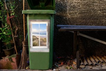 MuchoWow Wandsticker Strand - Meer - Blick (1 St), Mülleimer-aufkleber, Mülltonne, Sticker, Container, Abfalbehälter