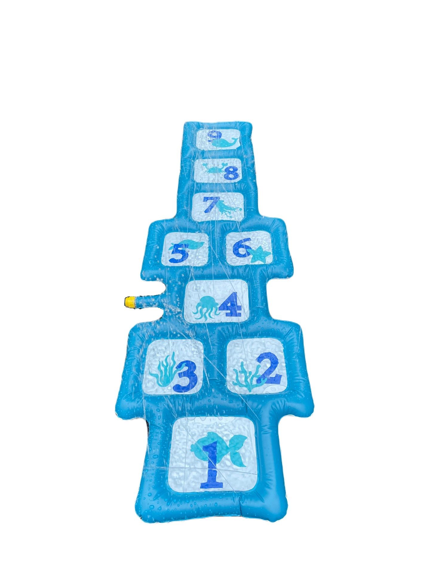 Spiel-Wassersprenkler Hüpfmatte mit Zahlenfeldern blau 170x51 cm